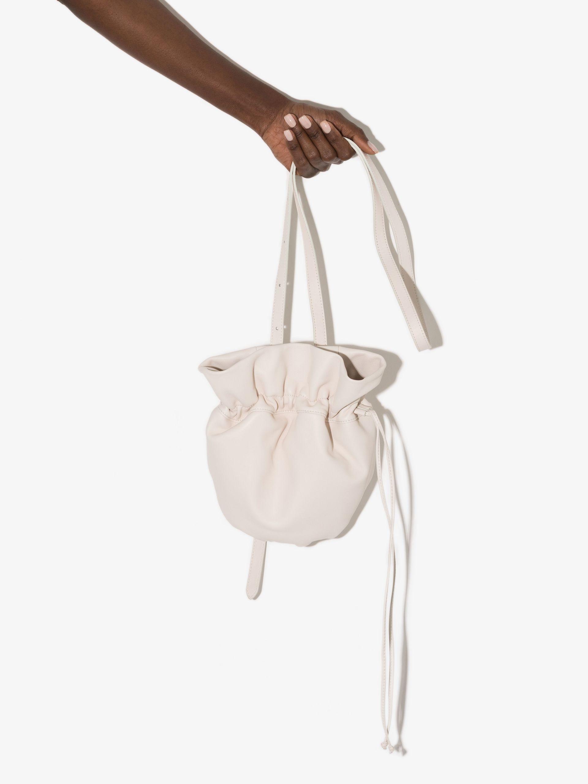Lemaire Glove Leather Drawstring Shoulder Bag in White | Lyst