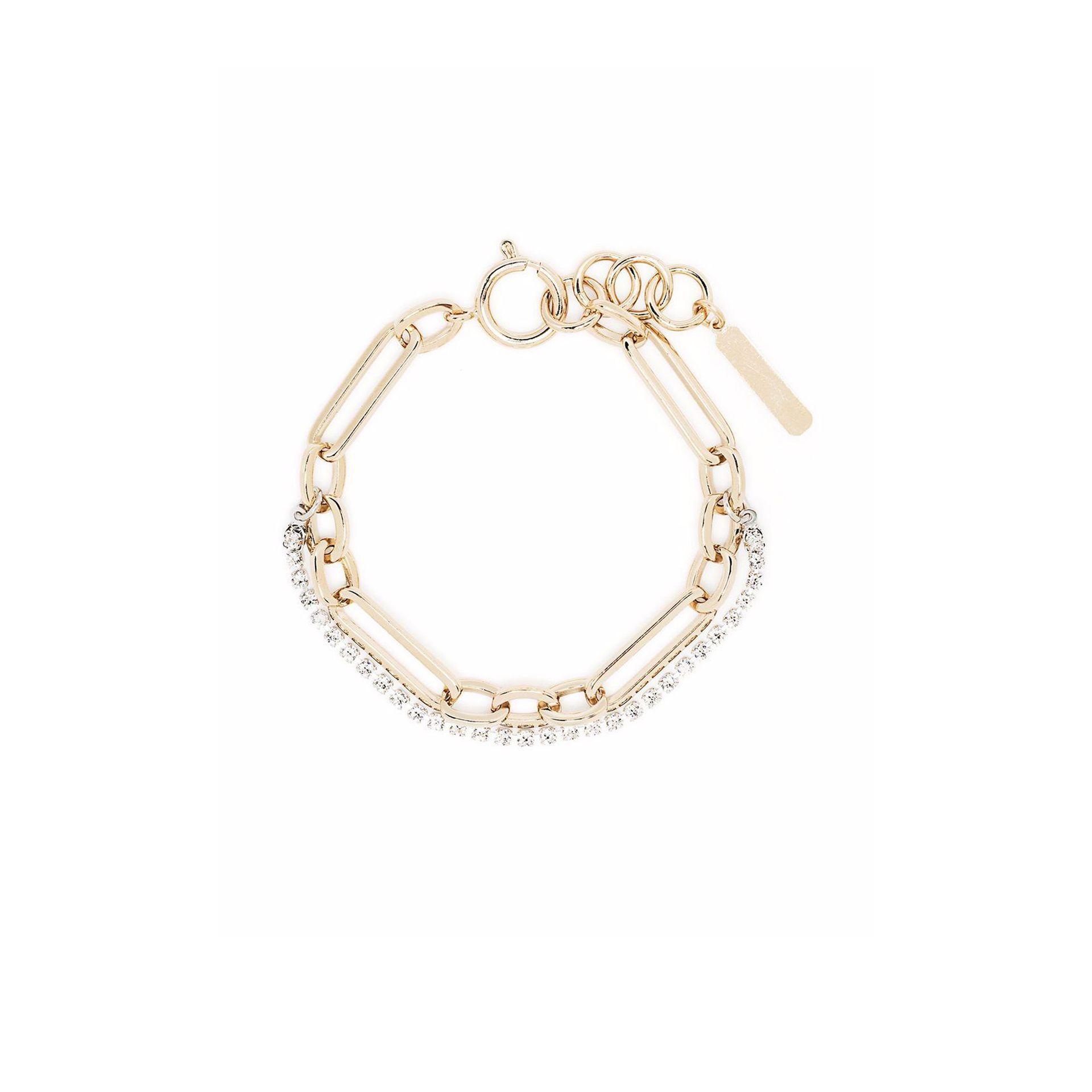 Justine Clenquet 24k Yellow Gold Plate Paloma Chain Link Crystal