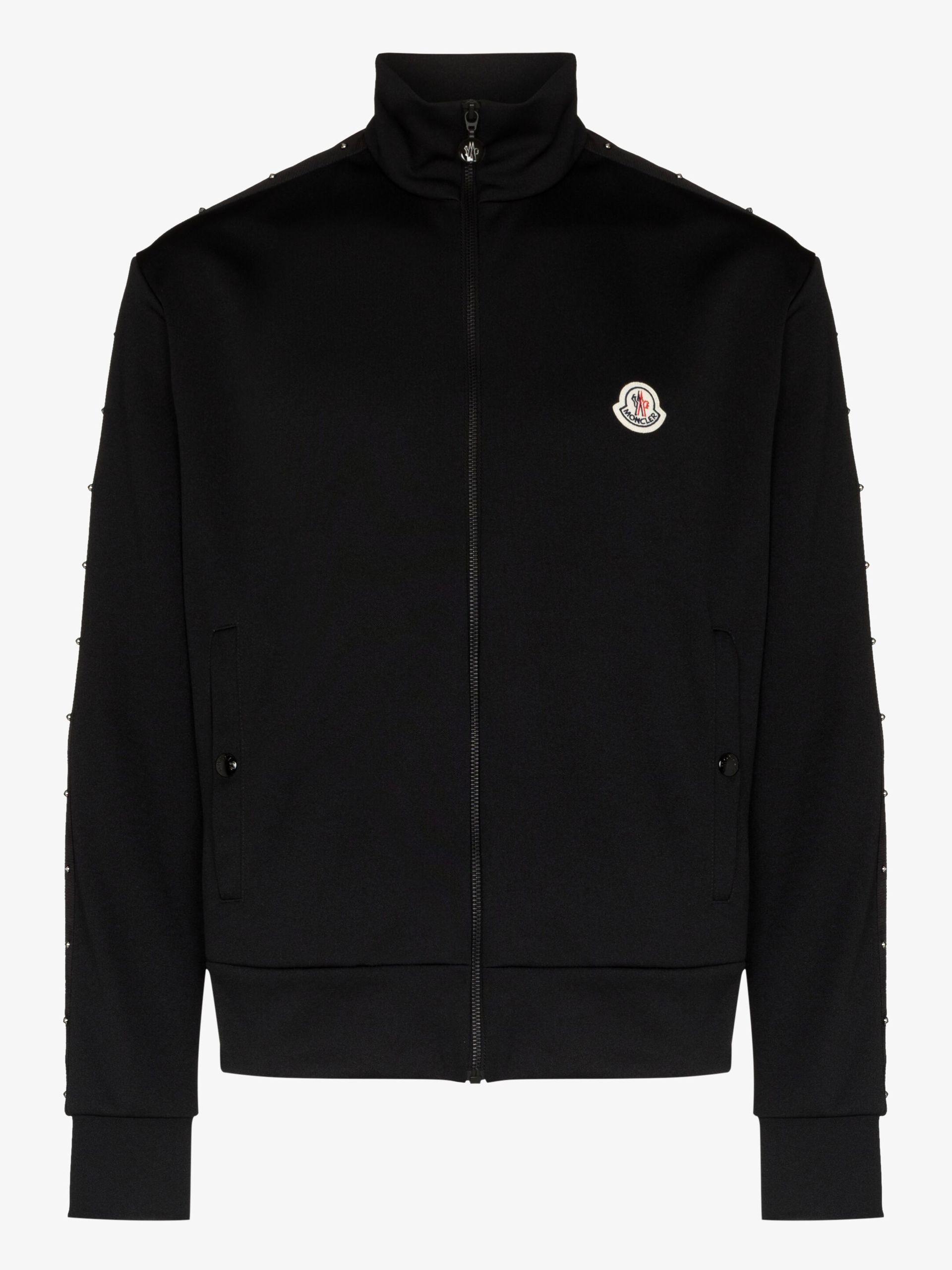 Moncler Zip-up Logo Sweater in Black for Men | Lyst
