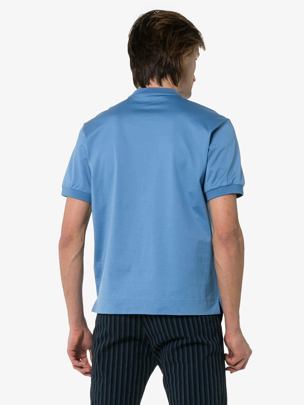 Download Prada Cotton Short Sleeved Logo Patch T-shirt in Blue for ...