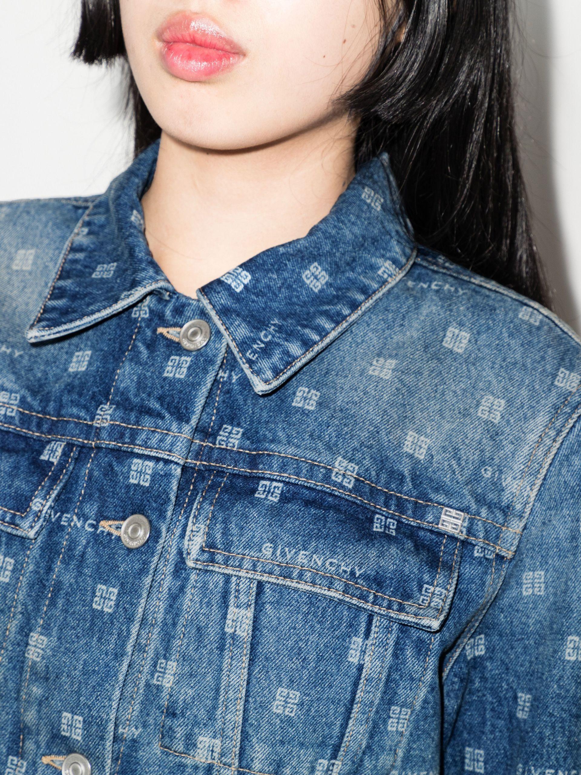Givenchy Blue 4g Monogram Denim Jacket | Lyst