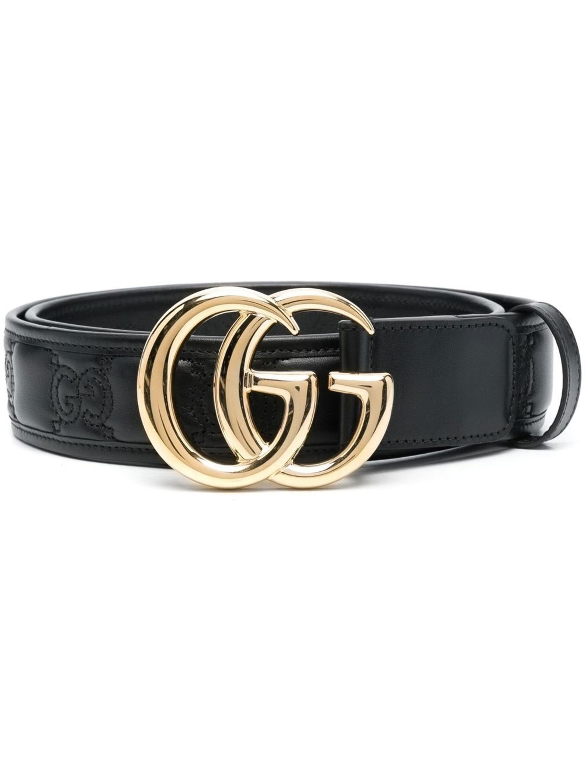 Gucci Debossed-logo Leather Belt in Black | Lyst