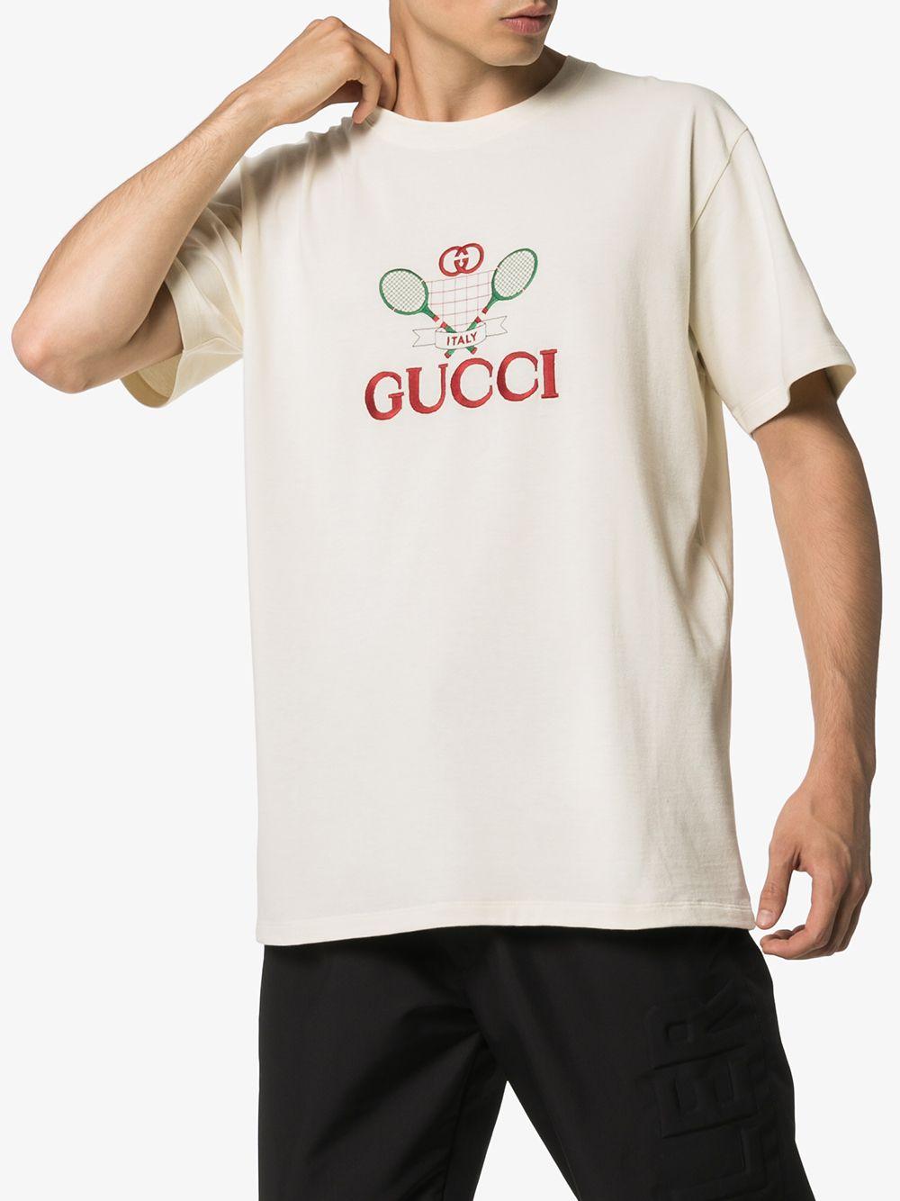 Gucci Cotton Oversize Tennis T-shirt in White for Men - Lyst