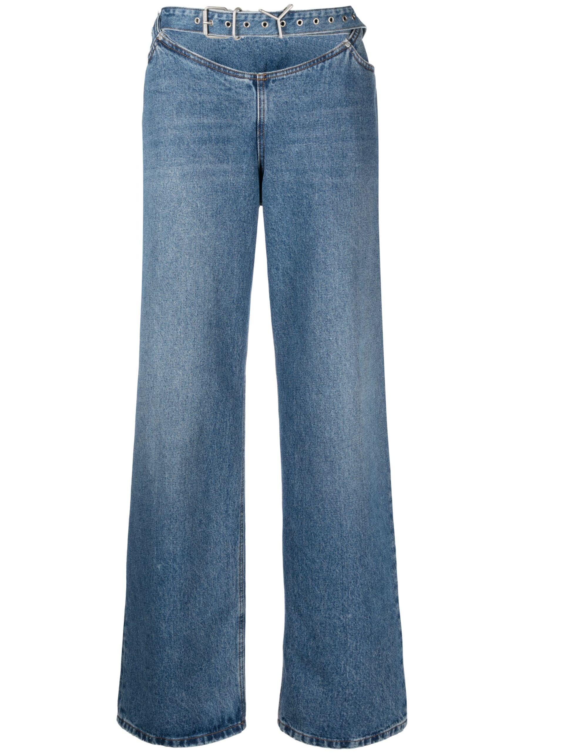 Y. Project Y Belt Arc Straight-leg Jeans in Blue for Men | Lyst