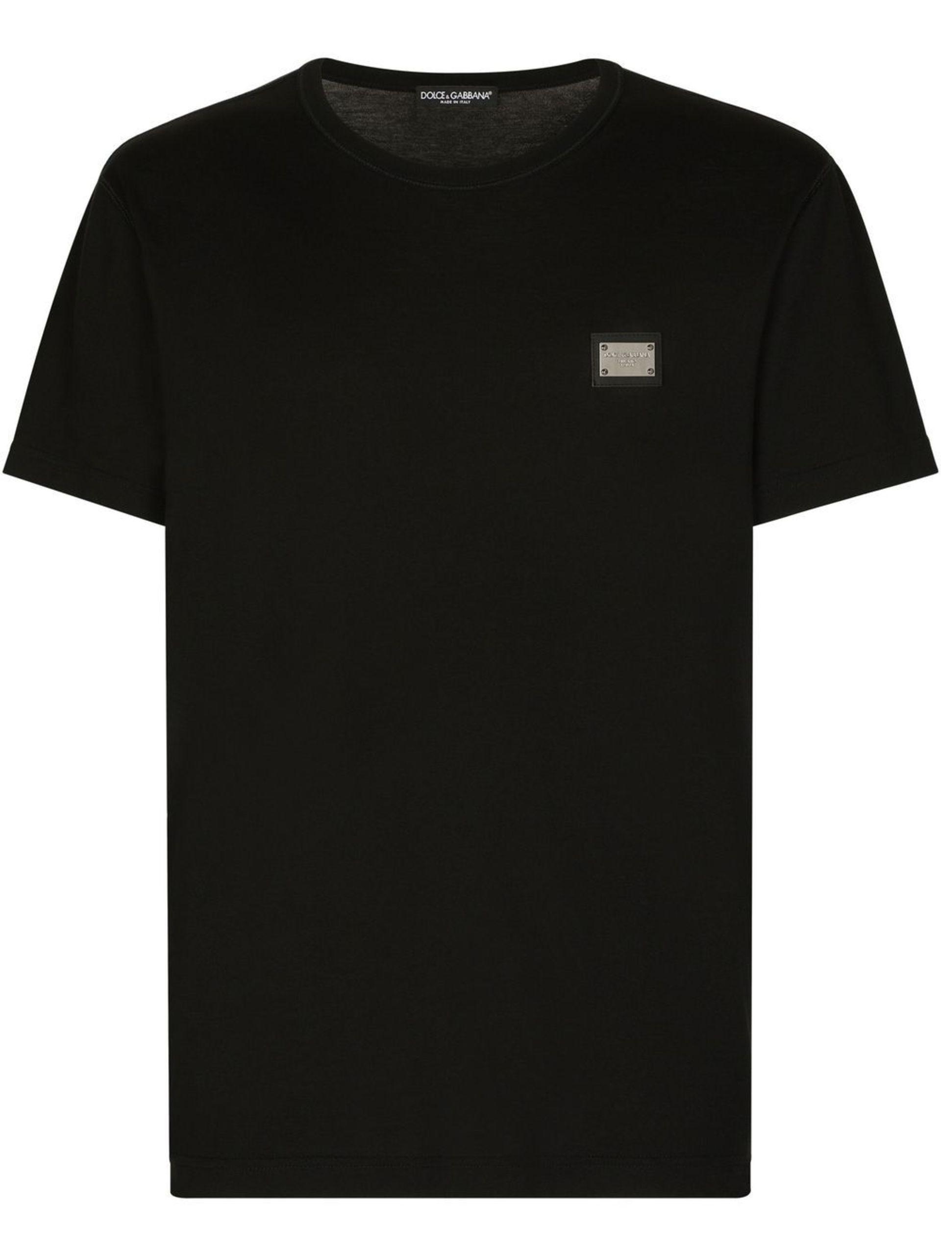 Dolce & Gabbana Cotton T-shirt With Branded Tag in Black for Men | Lyst