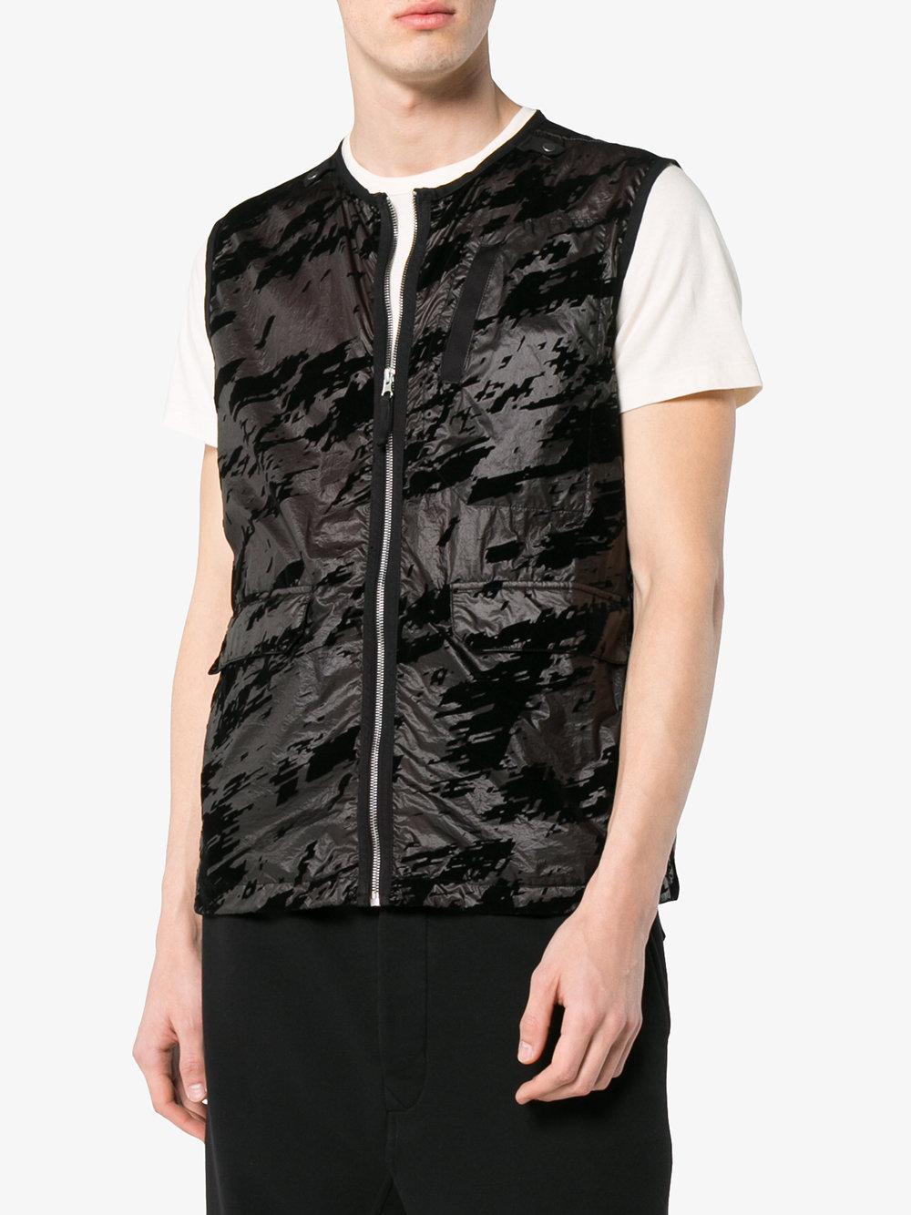 Stone Island Synthetic Black Camouflage Gilet for Men - Lyst