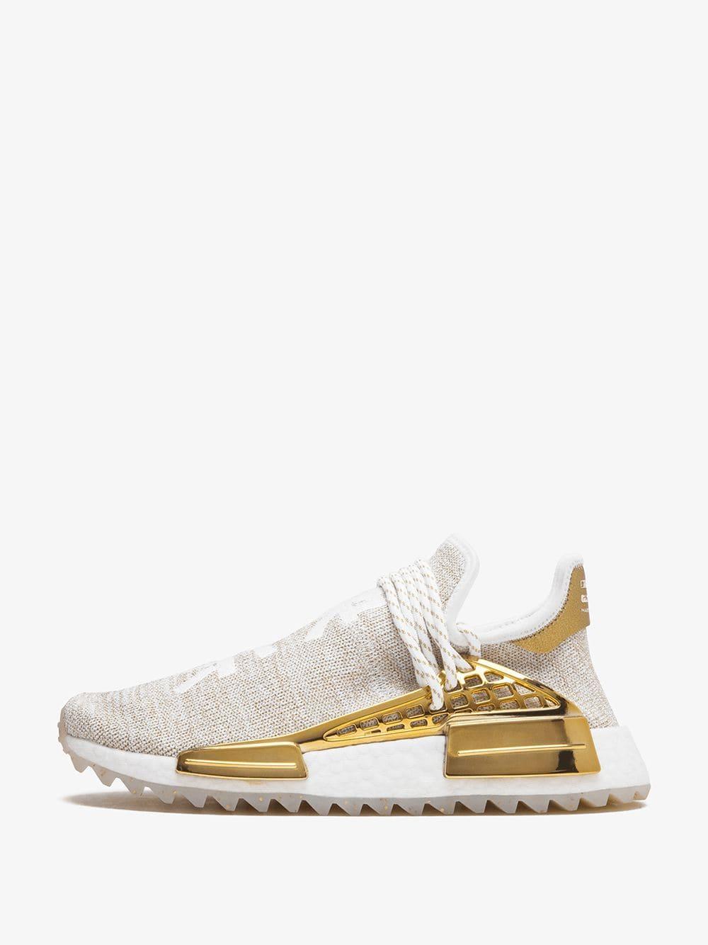 adidas Gold And White X Pharrell Williams Hu Holi Nmd in Metallic for Men - Lyst