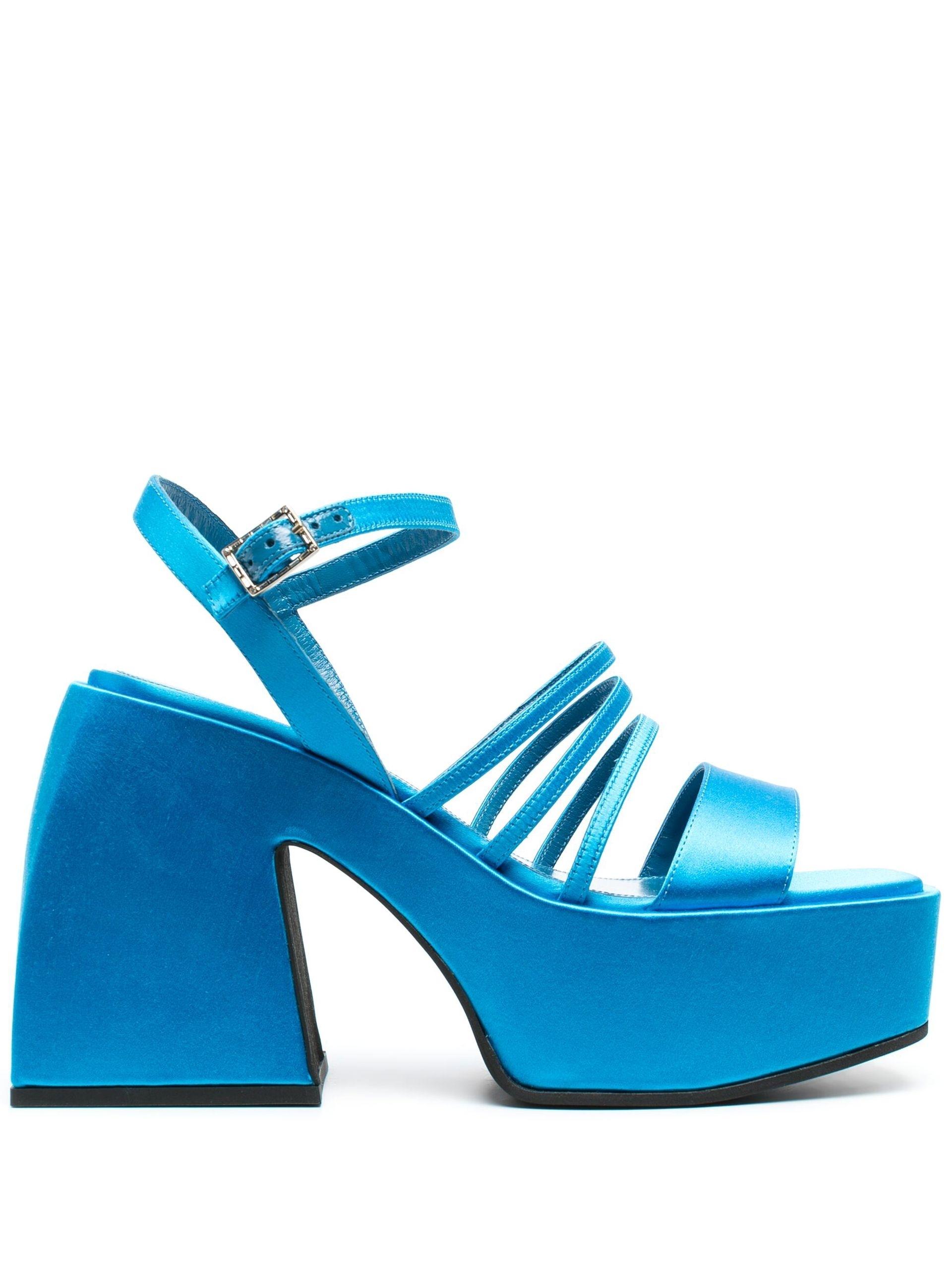 NODALETO Bulla Chibi Satin Sandals in Blue | Lyst