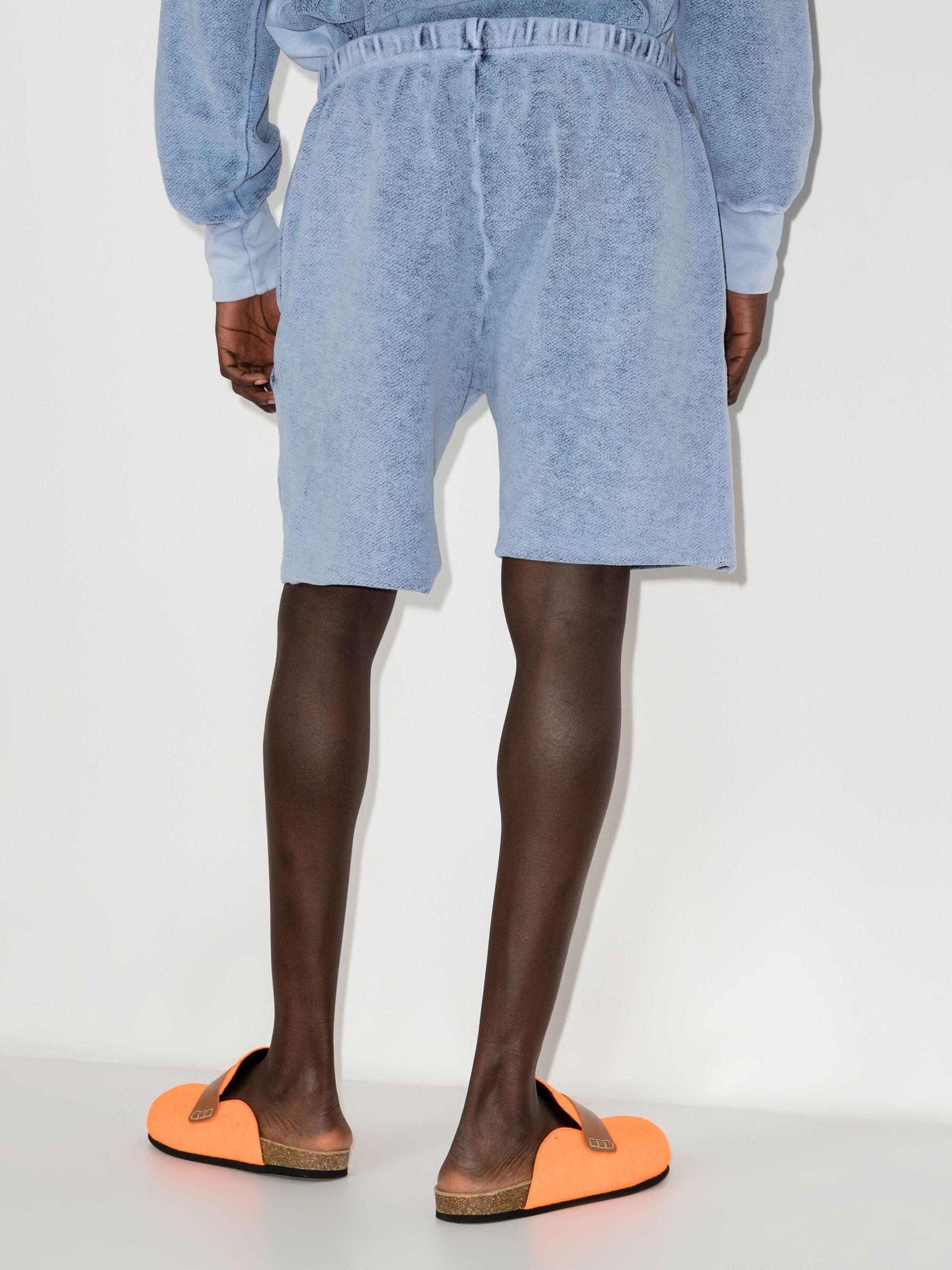 Les Tien Acid Wash Cotton Track Shorts 