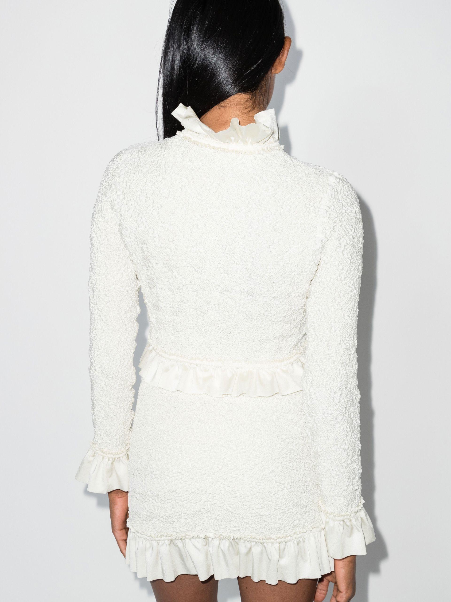 Womens Clothing Jackets Casual jackets Alexander Wang Ruffle-trim Smocked Jacket in White 