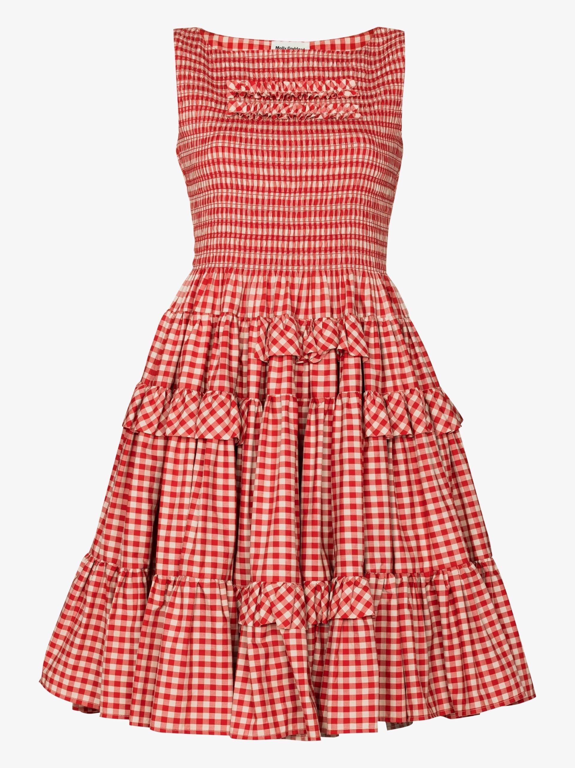 Molly Goddard Helen Tiered Gingham Cotton Midi Dress Lyst UK