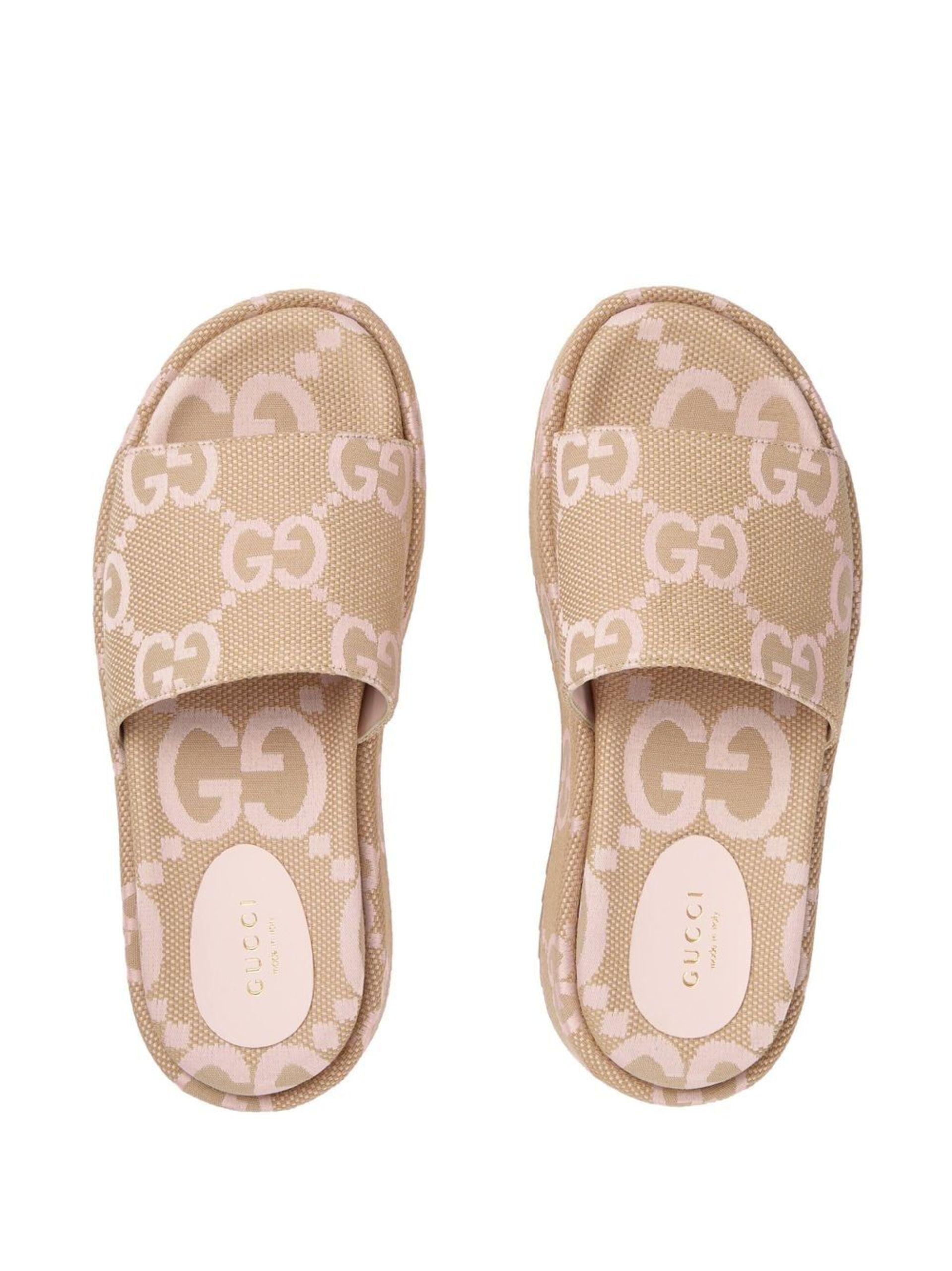 Gucci 573018 Women's Angelina GG Supreme Platform Slide Sandals EU 37.5 -  US 7.5
