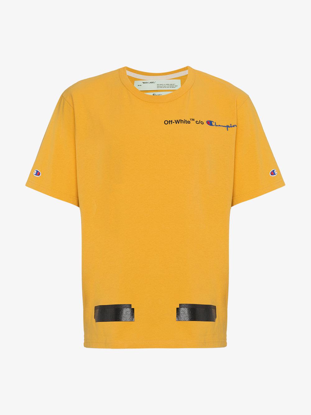 Off-White c/o Virgil Abloh X Champion Yellow T-shirt for Men | Lyst
