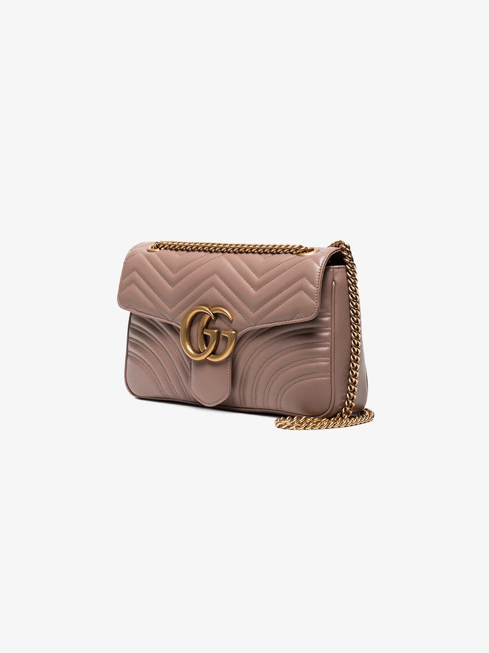Gucci Beige Gg Marmont Medium Leather Shoulder Bag in Natural - Lyst