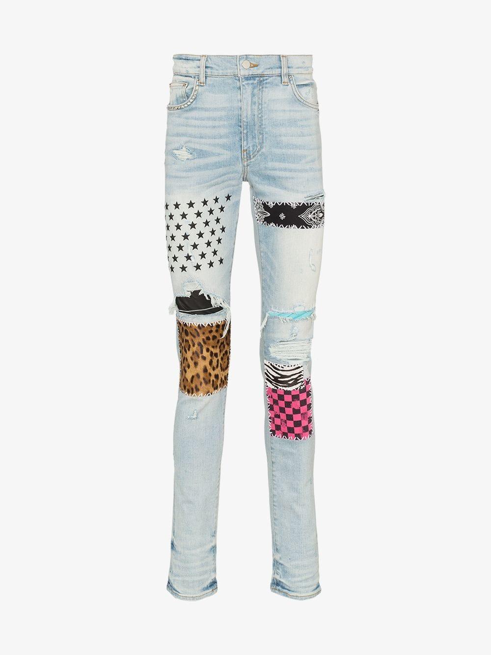 Amiri Embroidered Patchwork Skinny 