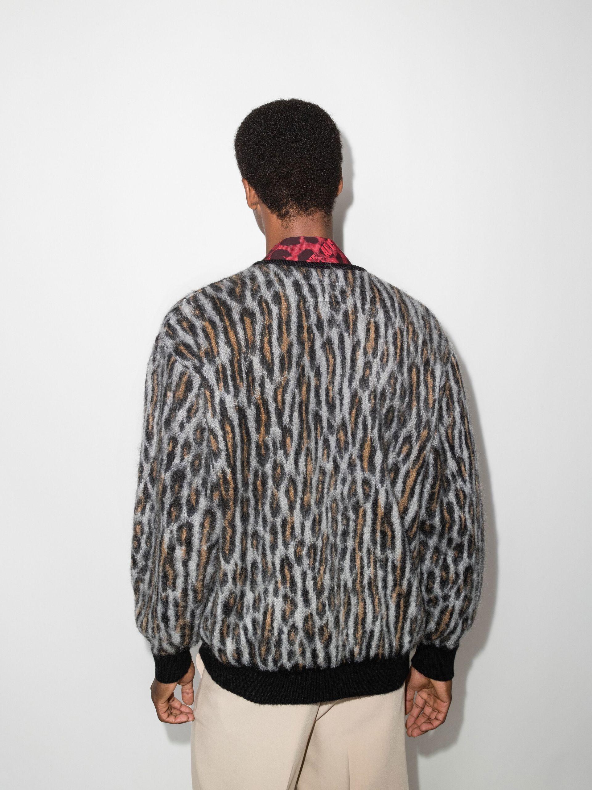 Wacko Maria Leopard Intarsia Knitted Cardigan - Men's - Mohair 