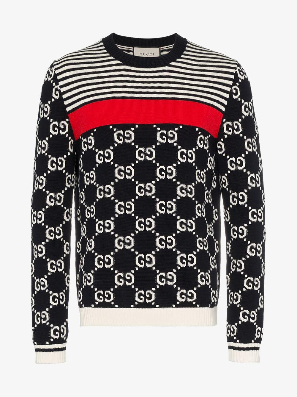 gg and stripes knit sweater
