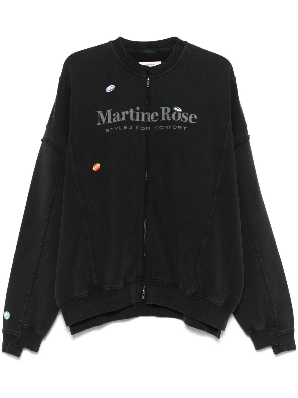 トップス Martine Rose ZIP UP CREW /BLK WASHED BLK Martine-Rose-Zip-Up-Crew---