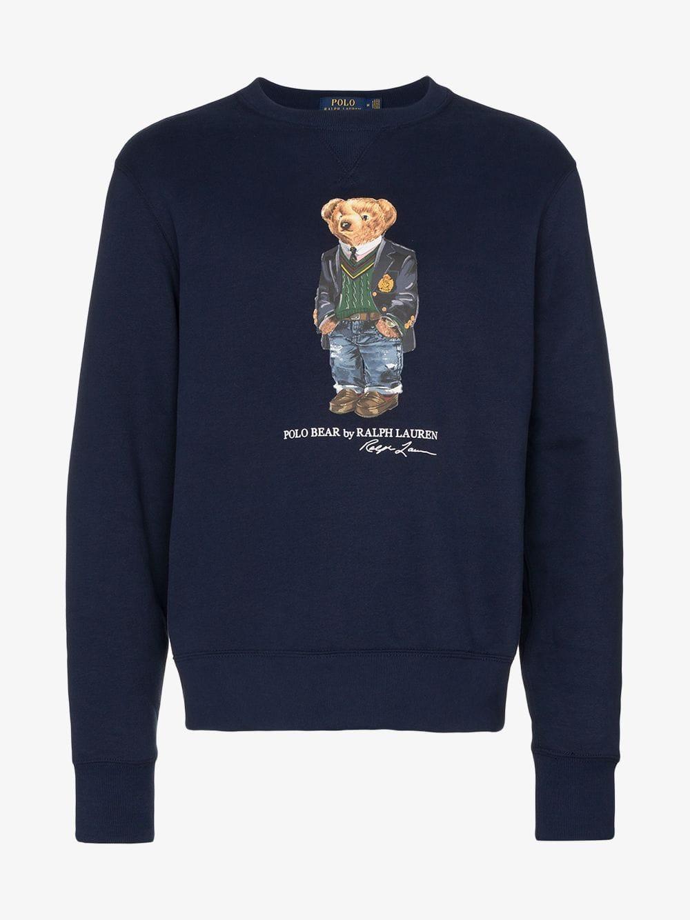 Polo Ralph Lauren Synthetic Teddy Print Sweatshirt in Blue for Men - Lyst