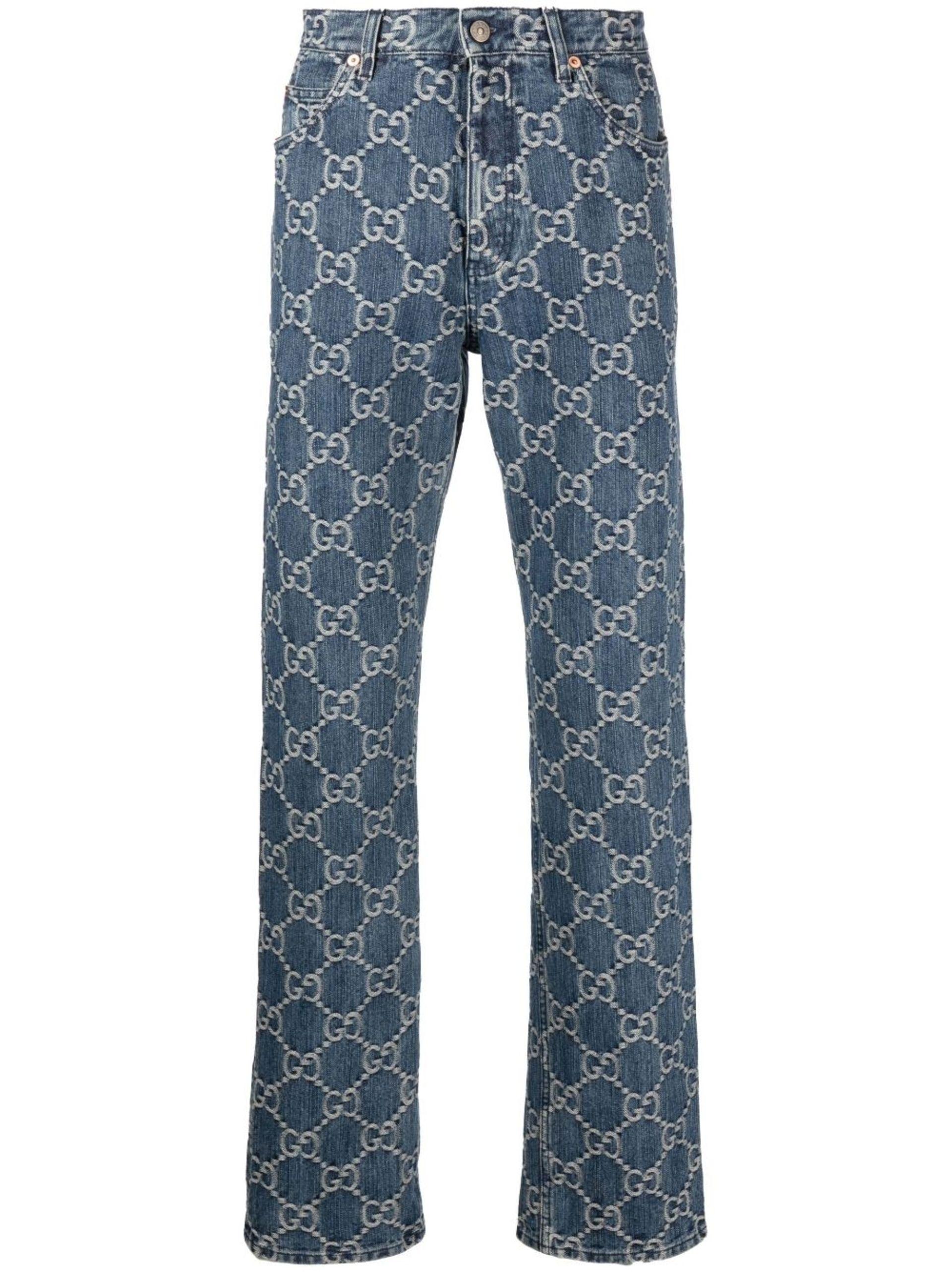 Gucci GG Jacquard Straight-leg Jeans in Blue for Men | Lyst