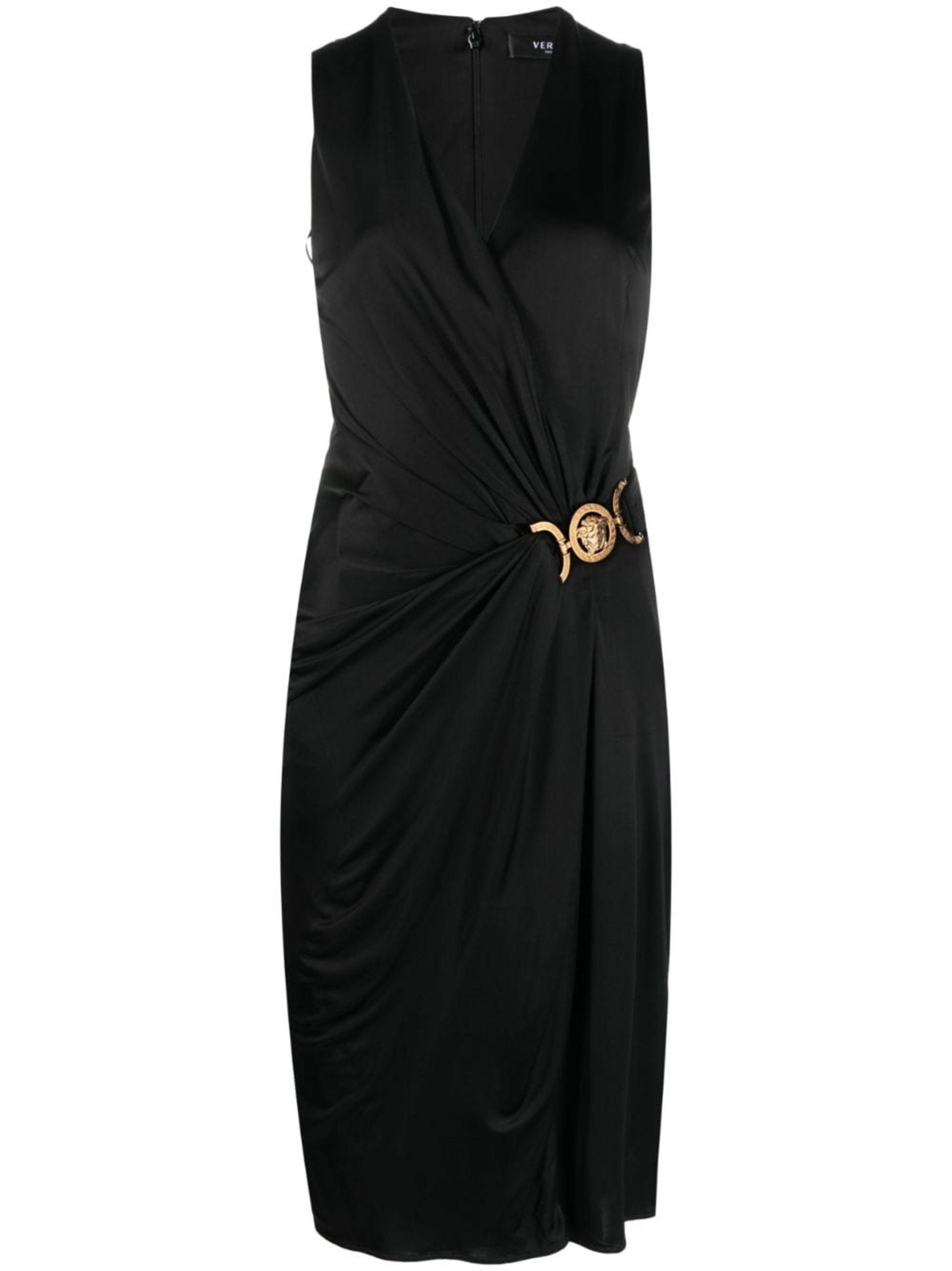 Versace Short Jersey Draped Dress in Black Lyst