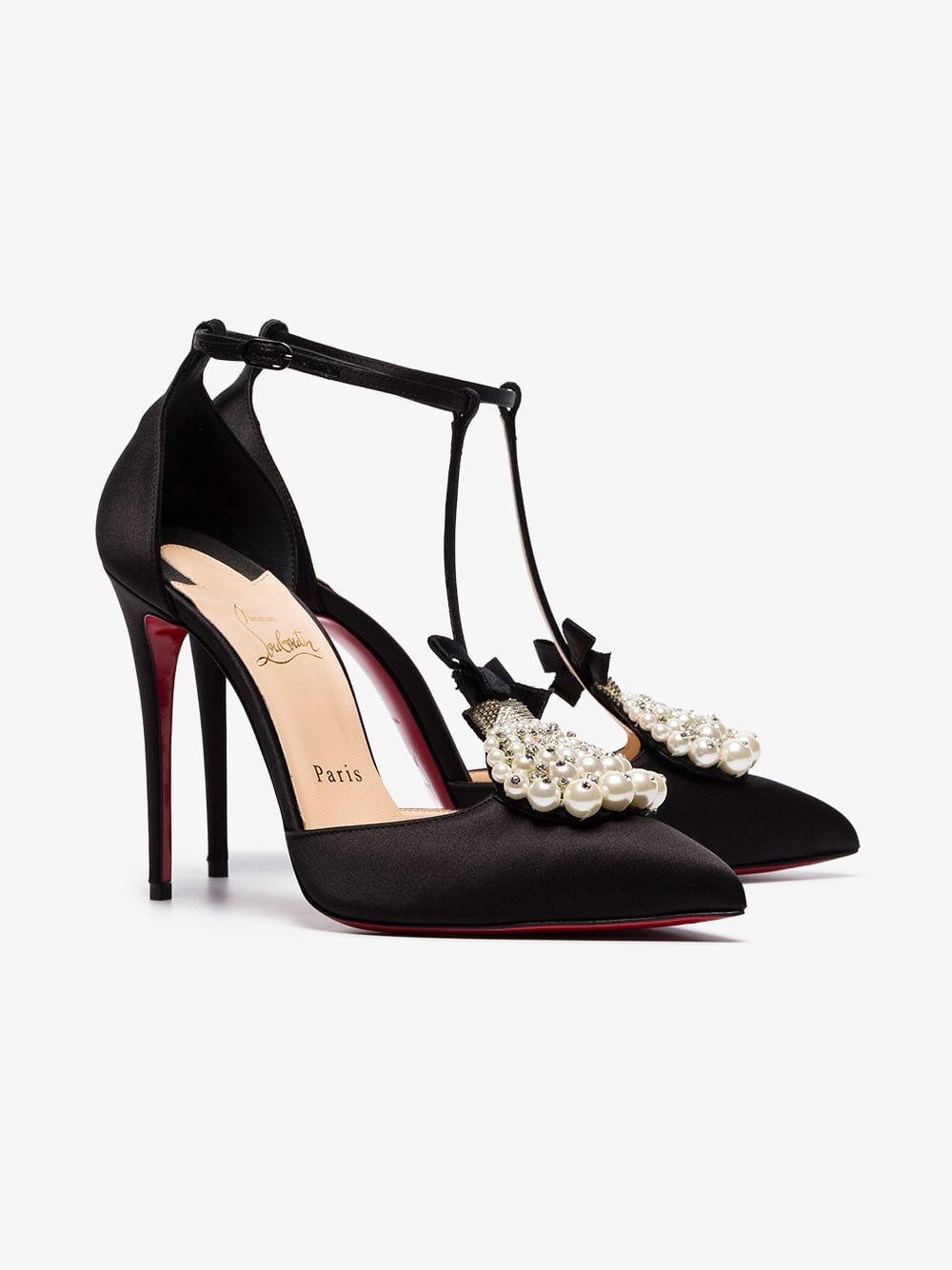 At Auction: CHRISTIAN LOUBOUTIN BLACK/GOLD LUREX FABRIC PUMPS