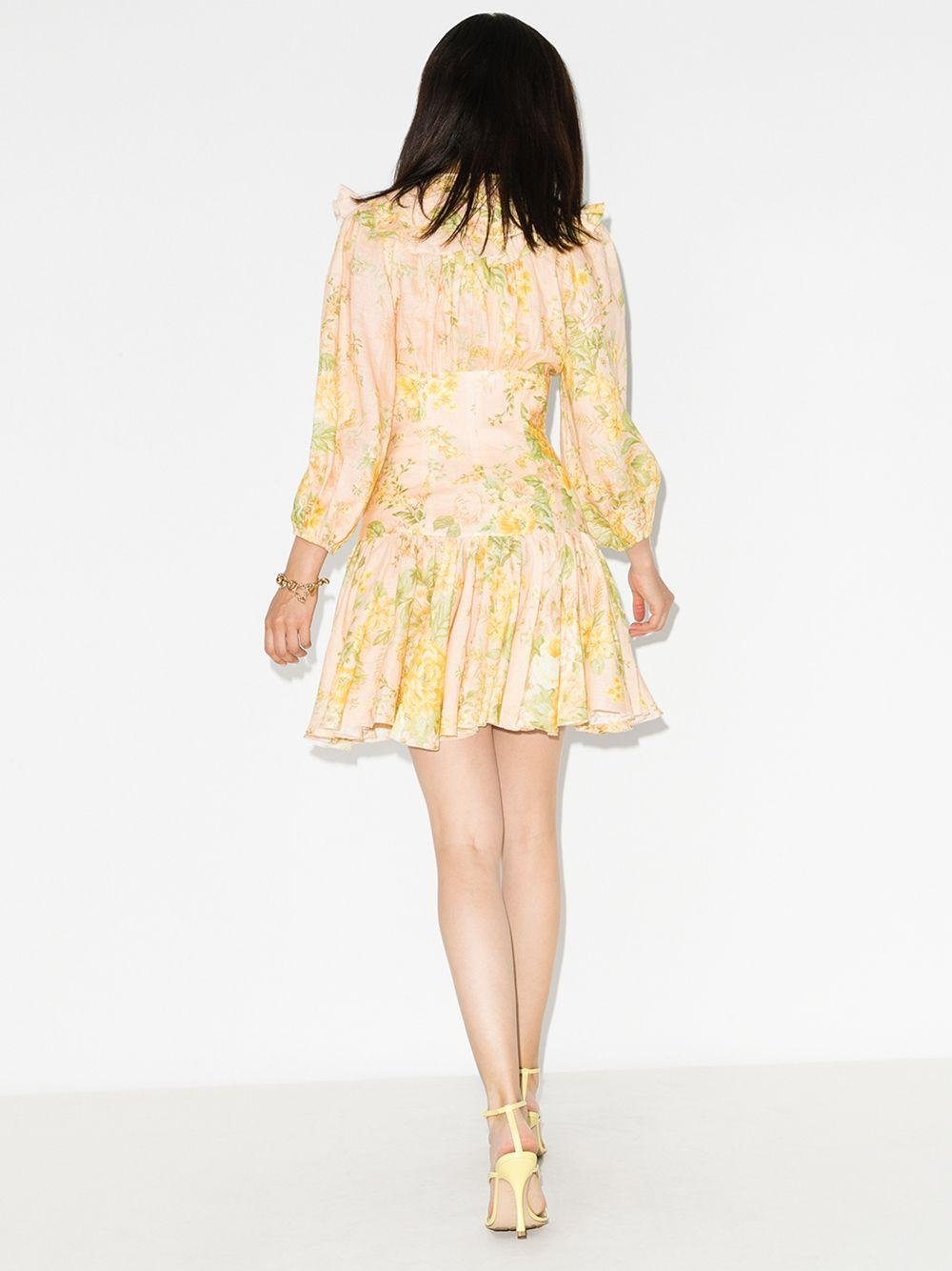 Zimmermann Cotton Amelie Floralprint Dress in Yellow Lyst