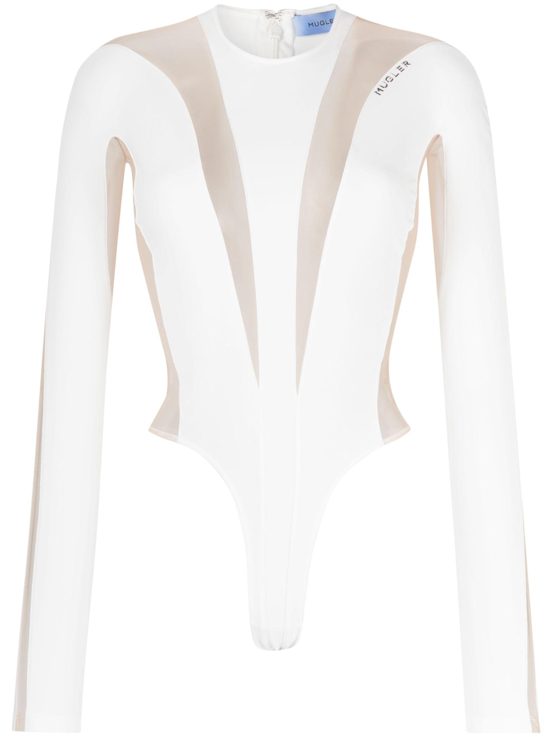 Mugler Illusion Shaping Bodysuit in White | Lyst