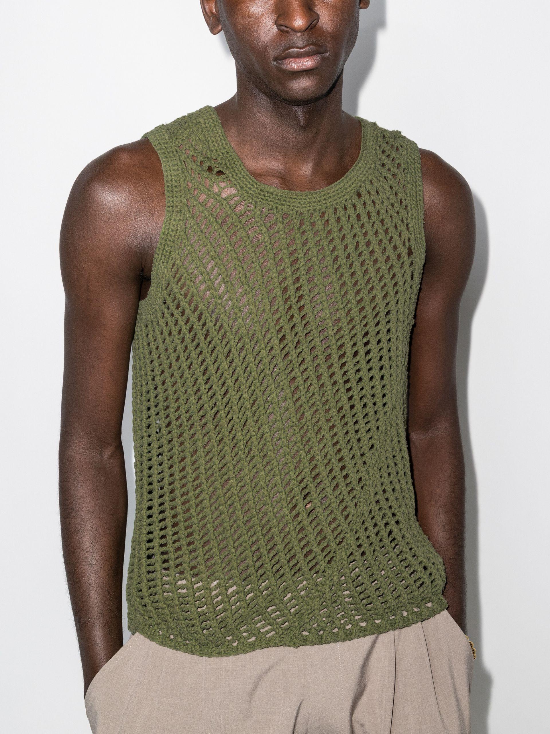Nicholas Daley Cotton Knitted String Vest Top in Green for Men - Lyst
