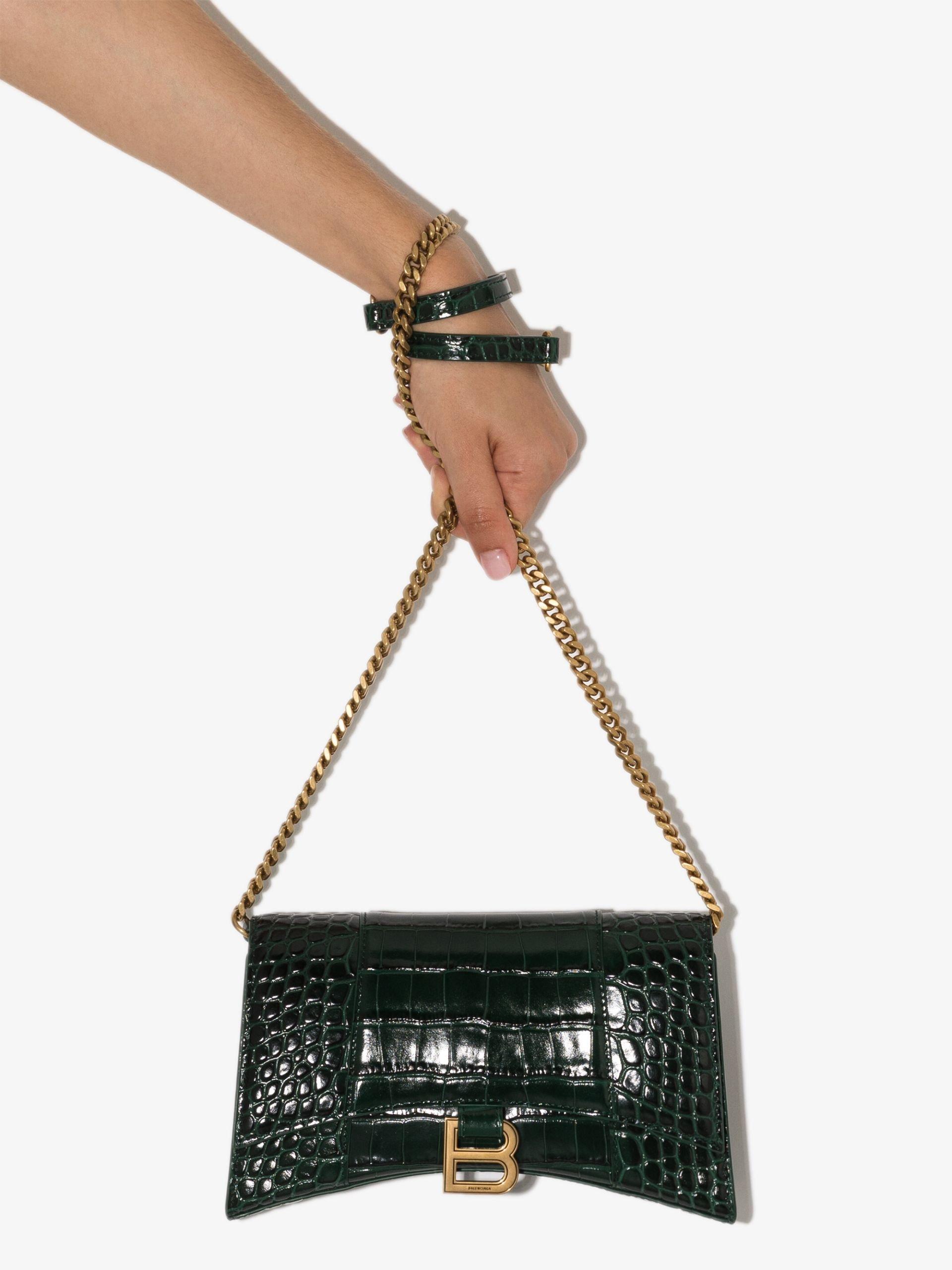 BALENCIAGA Hourglass croc-effect leather shoulder bag