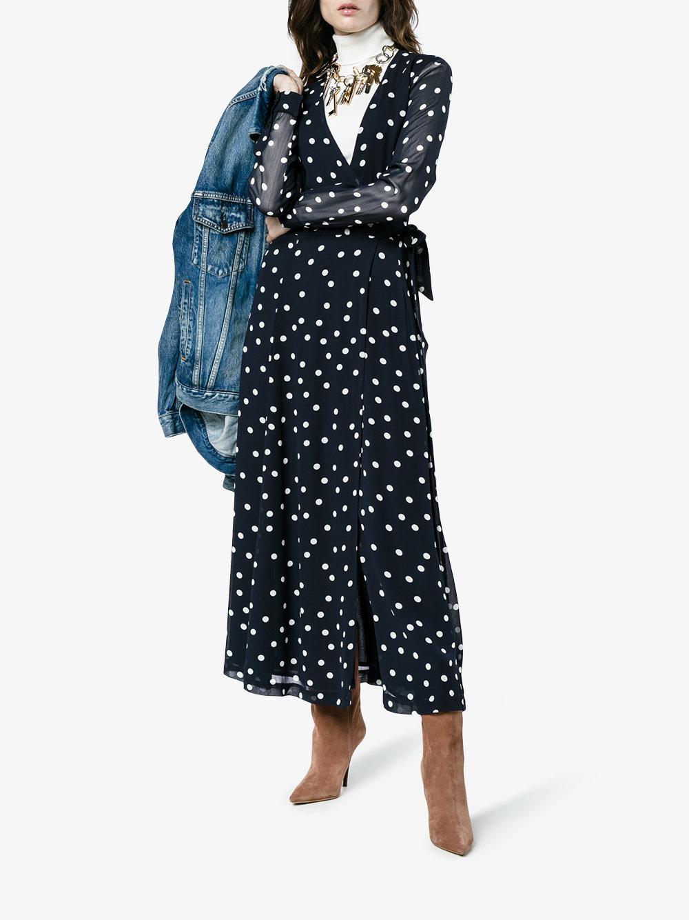 ganni dot mesh maxi dress