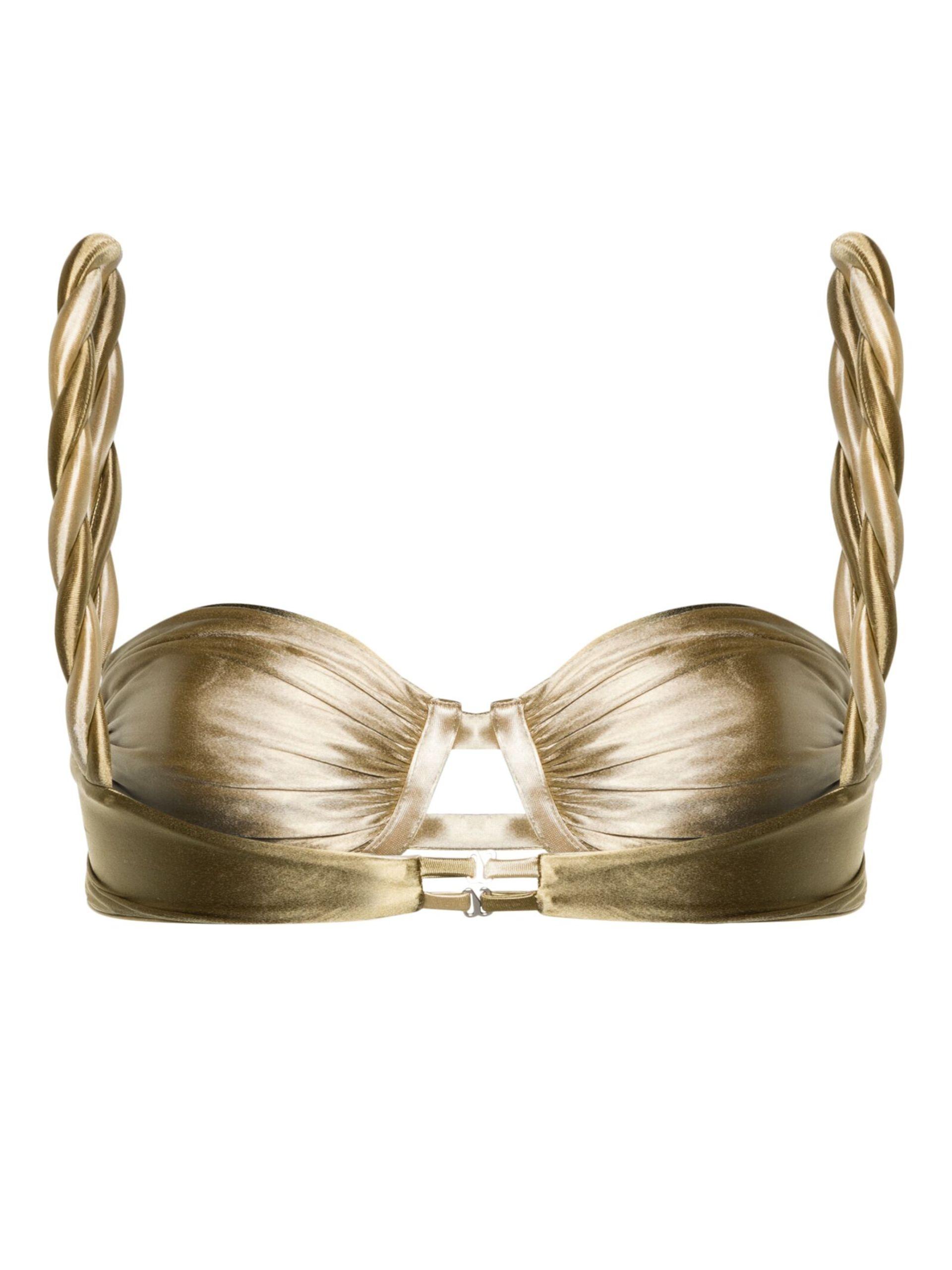Isa Boulder Gold Balconette Metallic Bikini Top - Women's