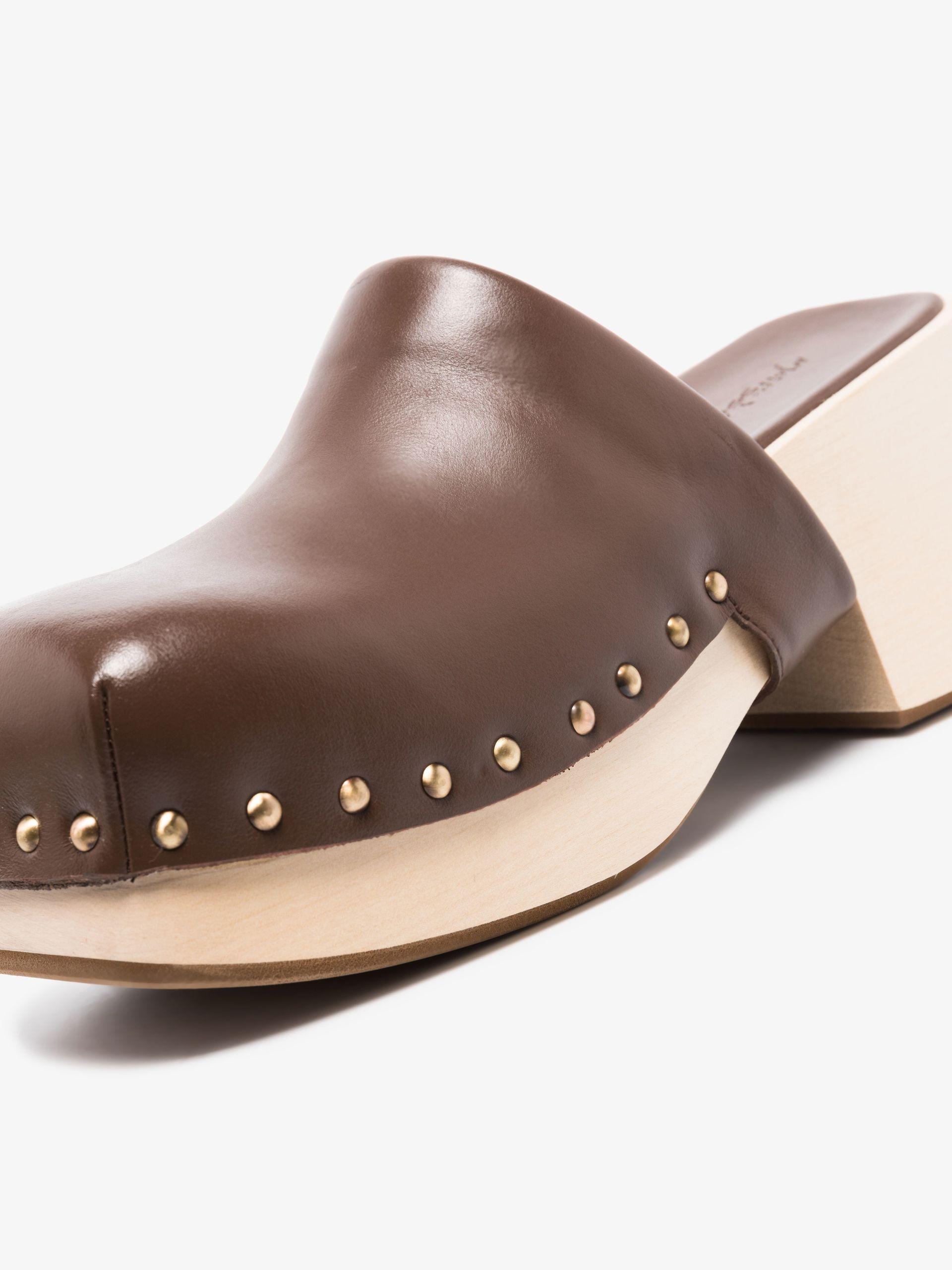 Marsèll Leather Studded Clogs in Brown | Lyst