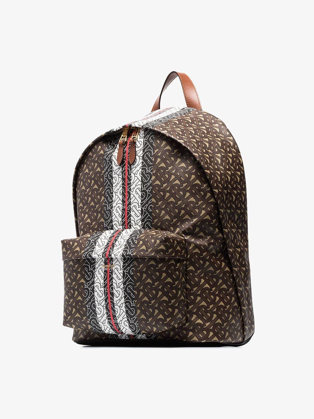 Pre Loved Burberry TB Monogram Stripe Backpack Mens Brown One Size – Bluefly