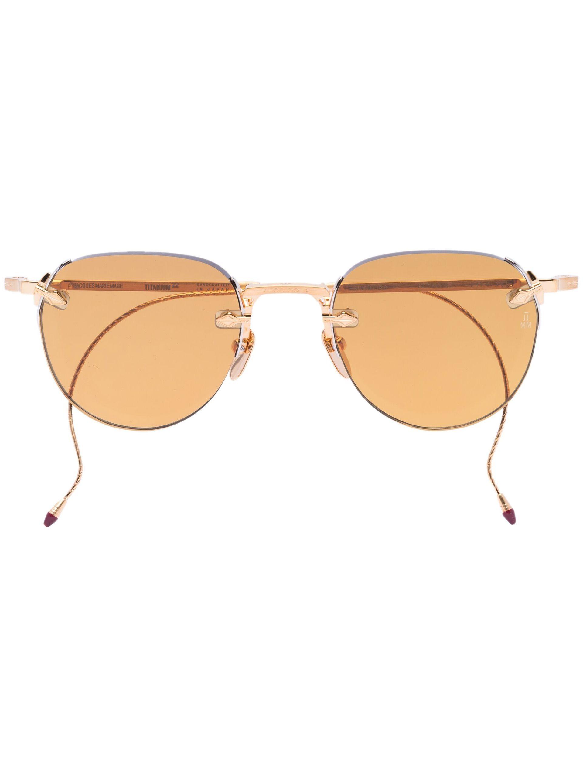 Jacques Marie Mage Goldtone El Dorado Round Sunglasses in Natural for
