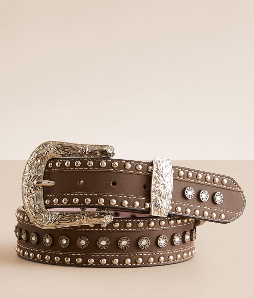 Angel Ranch Glitz Studded Leather Belt in Natural | Lyst display picture 2