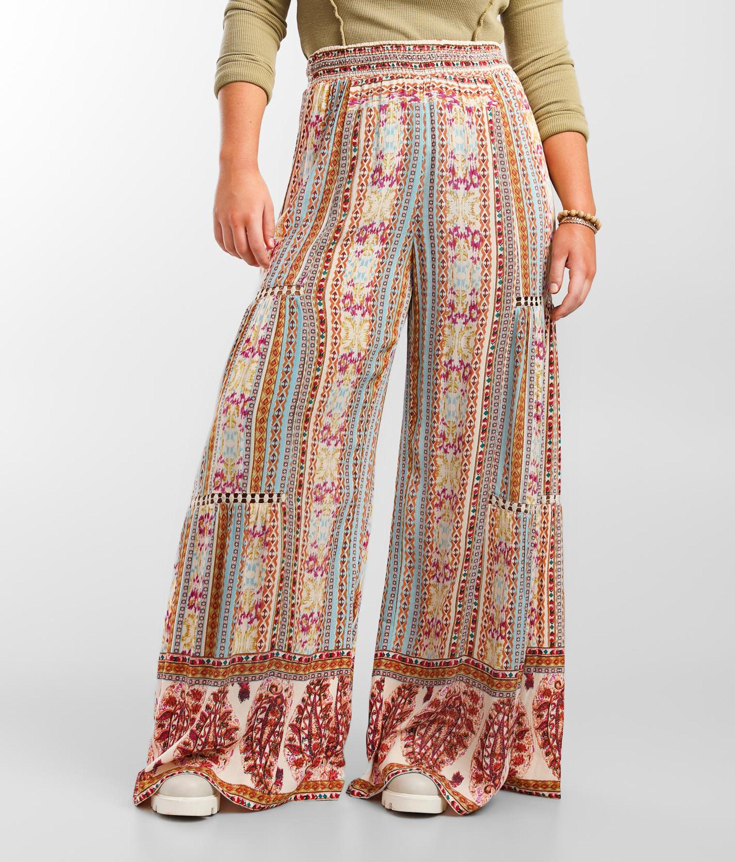 Angie Floral Crochet Inset Wide Leg Beach Pant in Pink Lyst