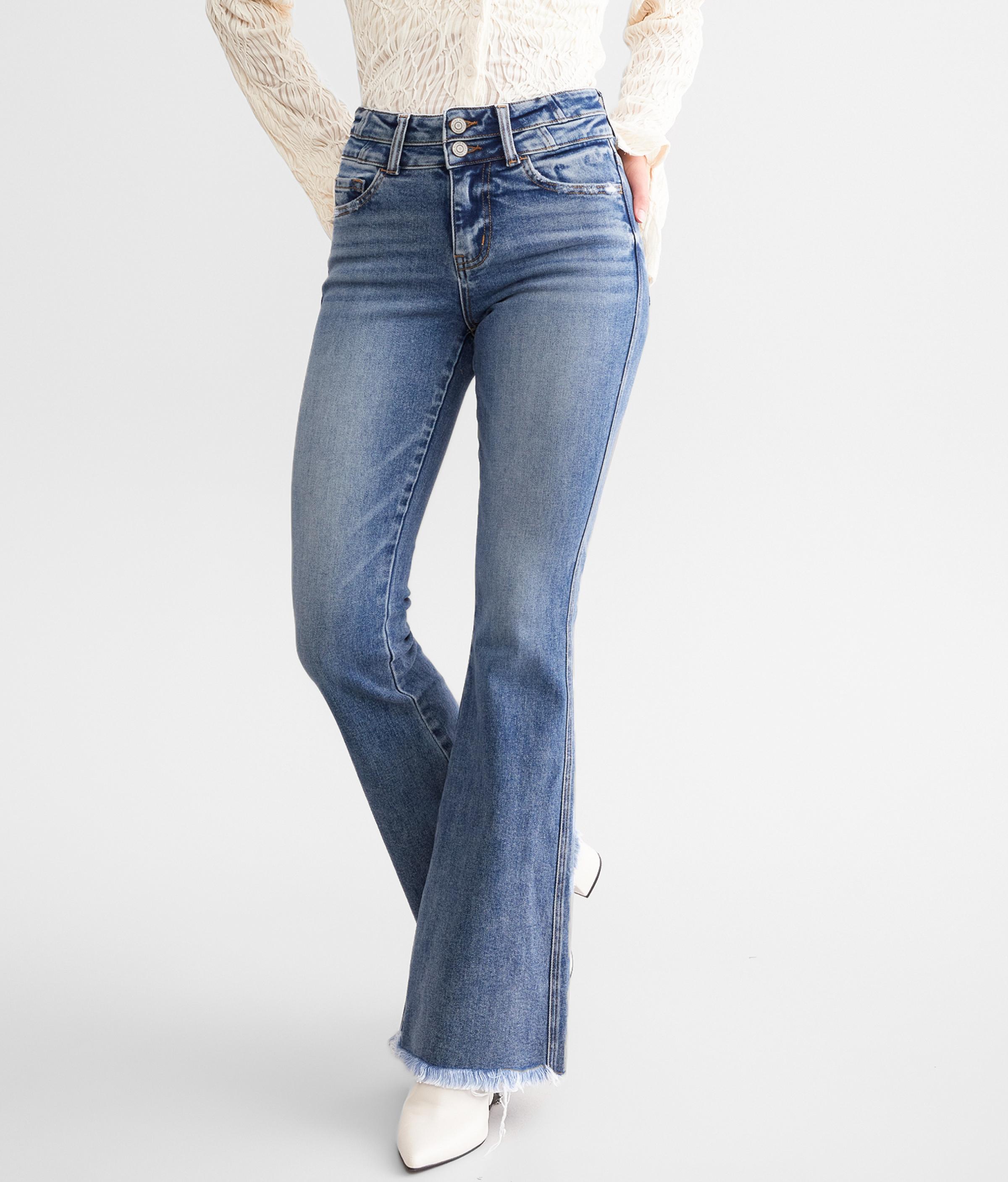 Flying Monkey High Rise Flare Stretch Jean in Blue