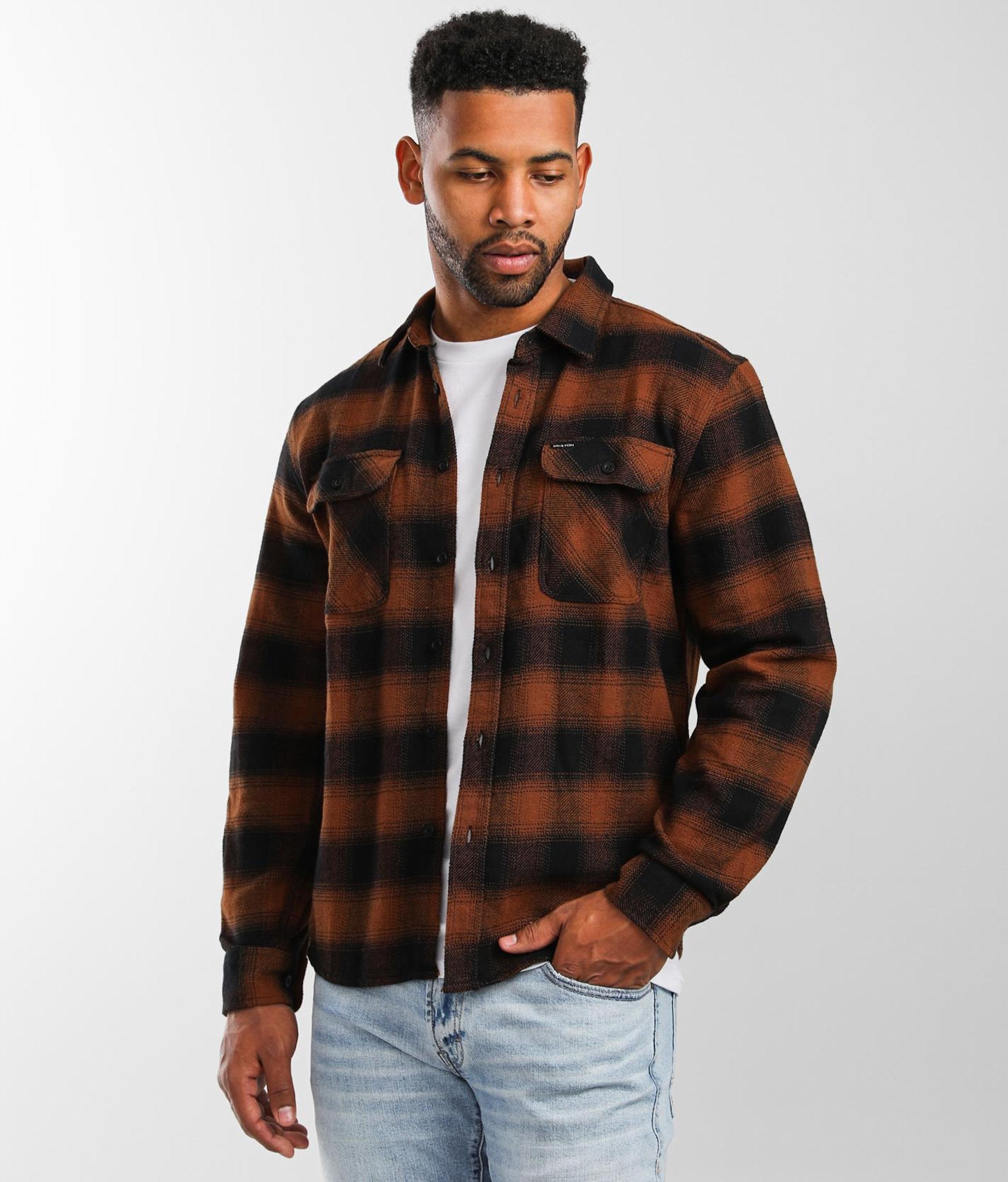Brixton Bowery Flannel Shirt in Black ...