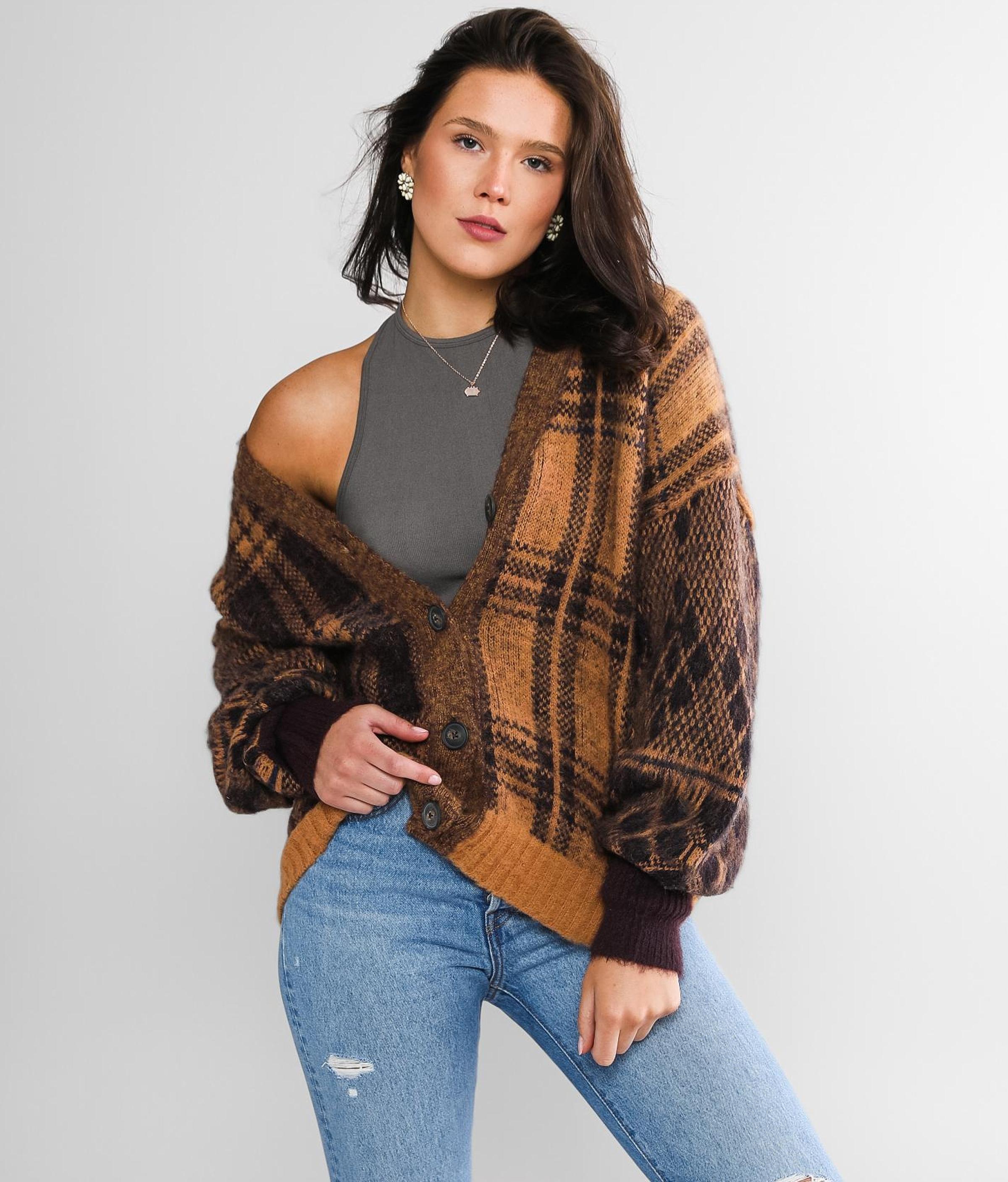 Free People Wool Sepia Cardigan Sweater 