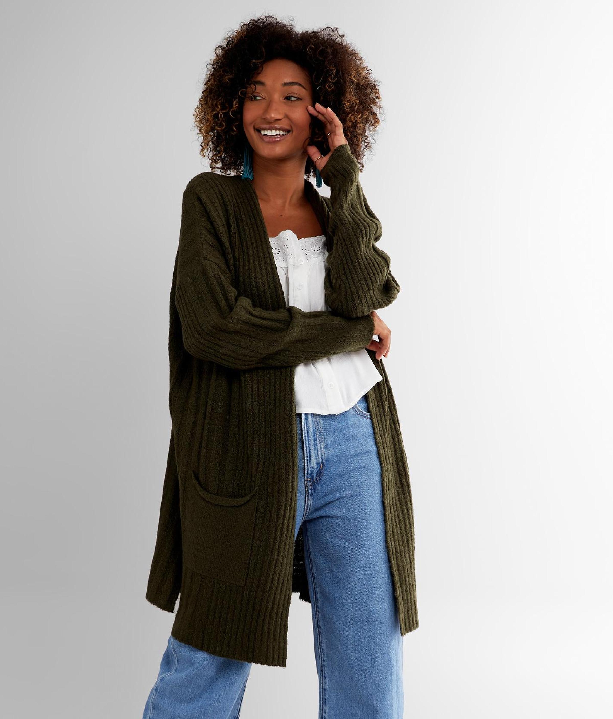 Daytrip Ribbed Cardigan Sweater in Green | Lyst