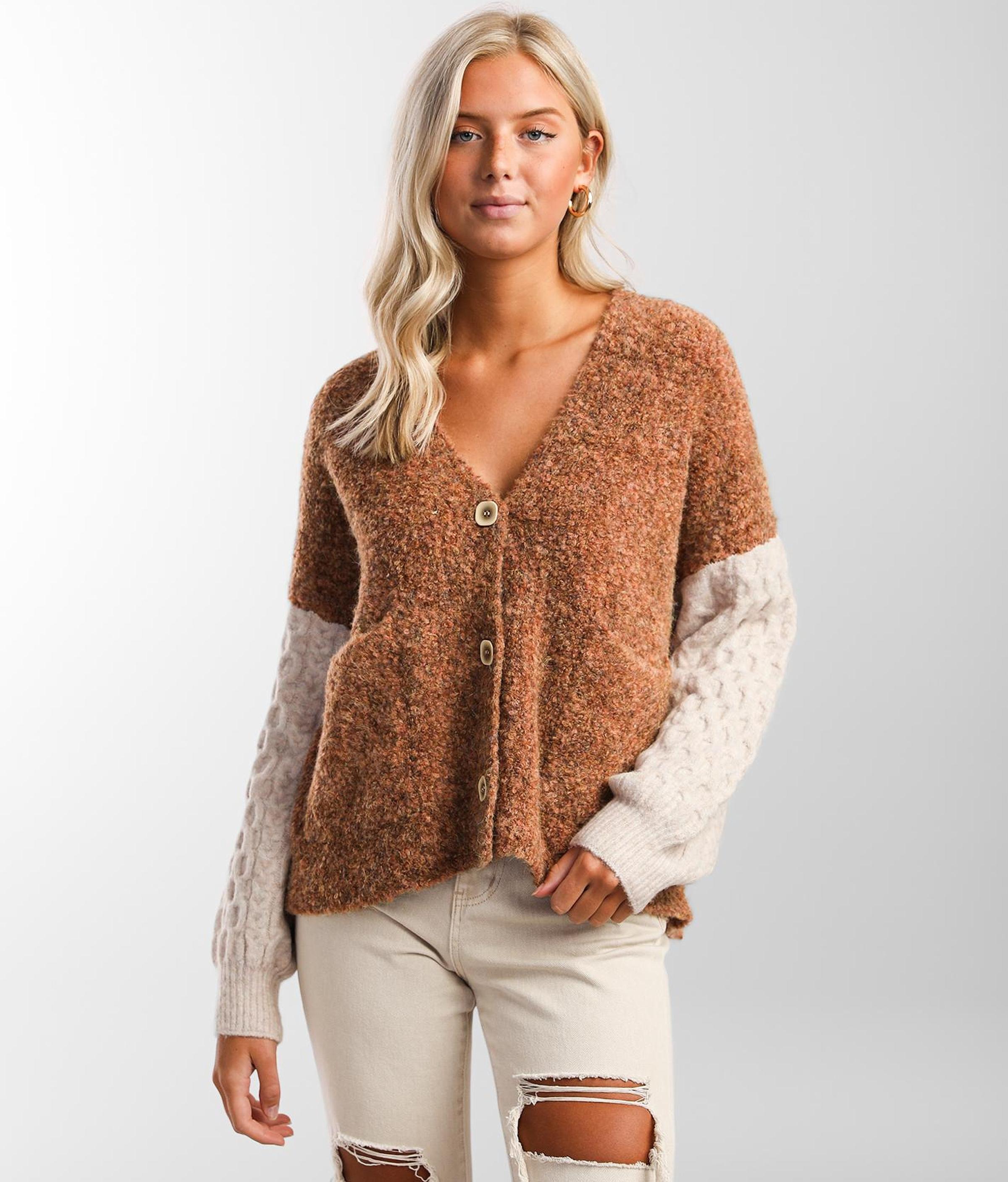 Fuzzy Knit Cardigan Sweater 