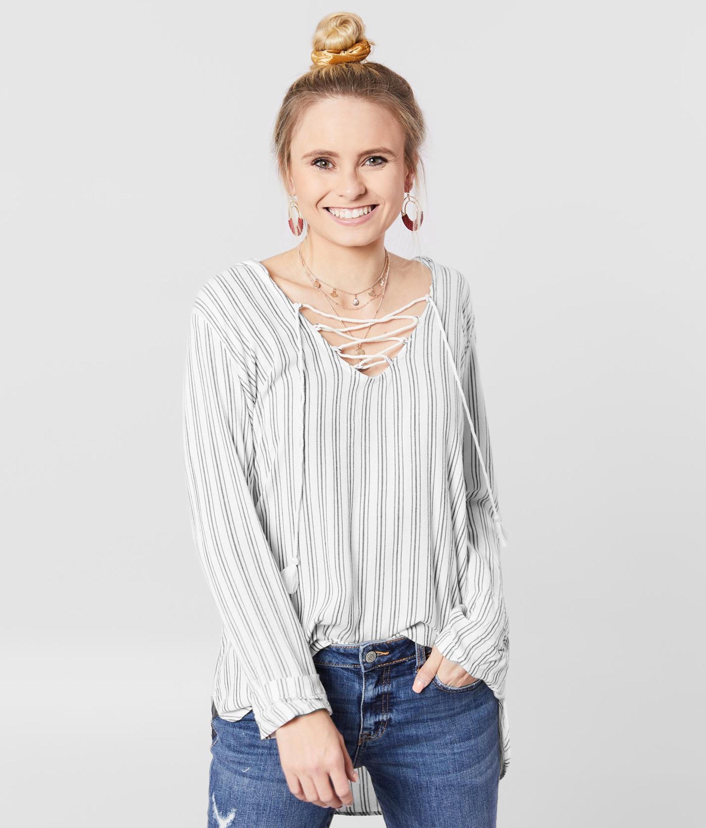 white lace up hoodie