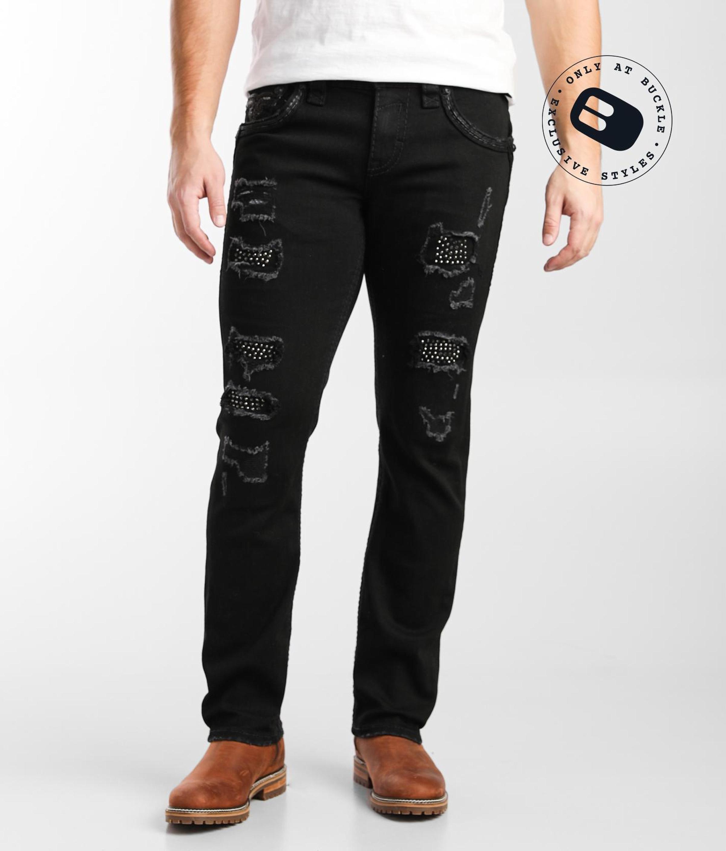 Rock Revival Tavio Straight Stretch Jean in Black for Men Lyst