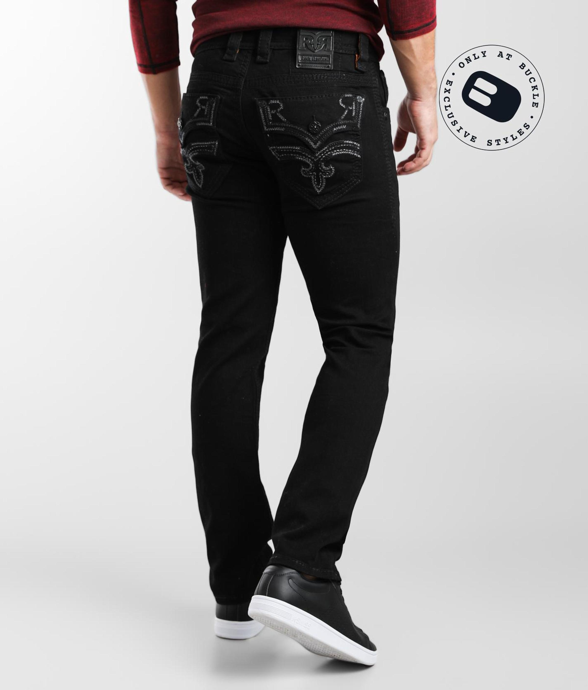 Rock Revival Triton Slim Straight Stretch Jean in Black for Men | Lyst