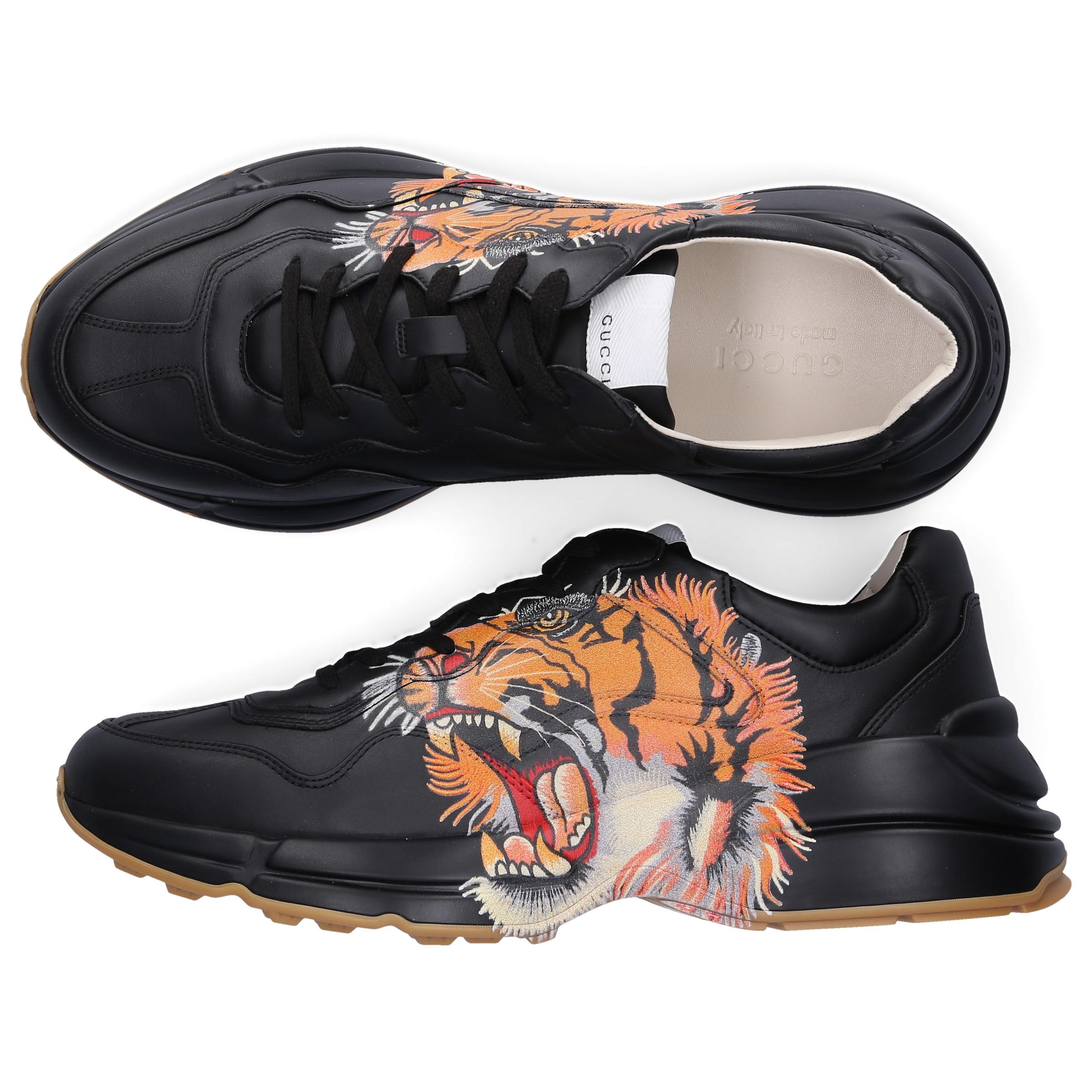 Gucci Rhyton Leather Sneaker With Tiger 