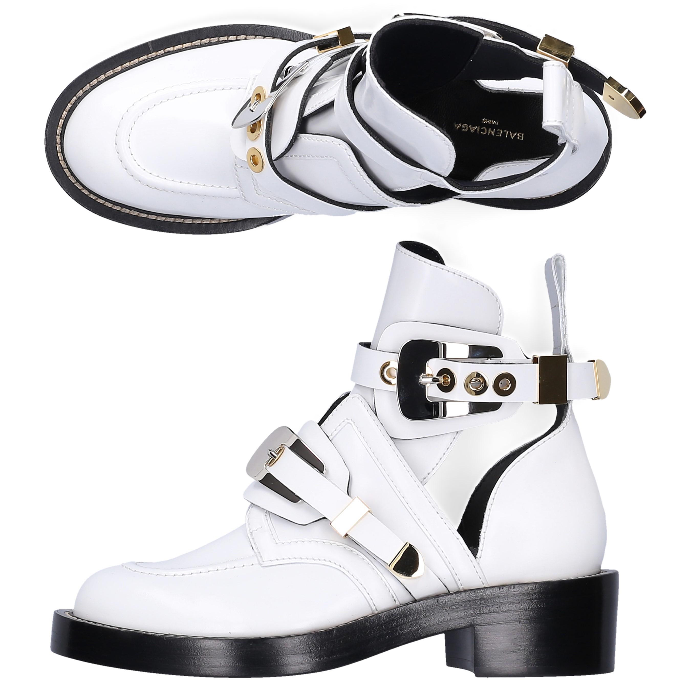 Balenciaga Cutout Buckle Boot in White | Lyst