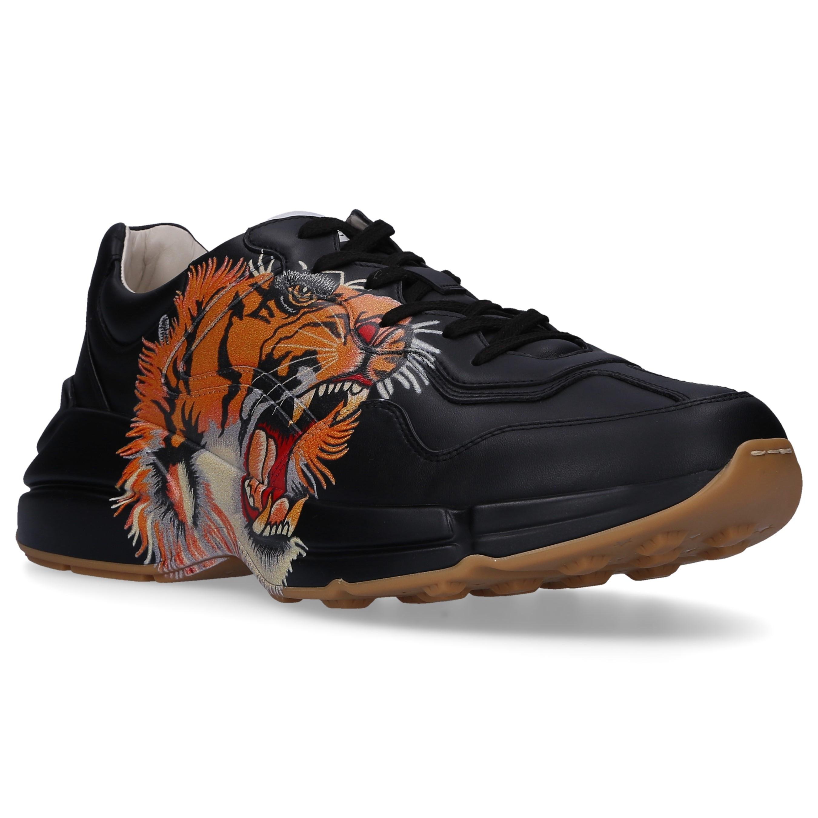 Gucci Rhyton Leather Sneaker With Tiger in Black for Men | Lyst