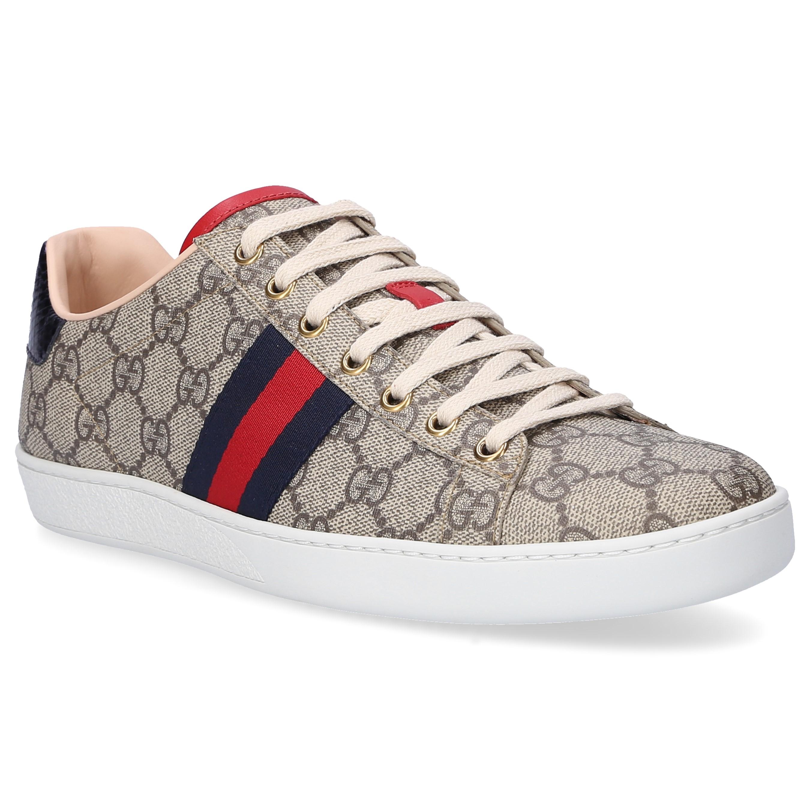 Gucci Low-top Sneakers Ace Sneaker Canvas Logo Striped Brown in Blue - Lyst