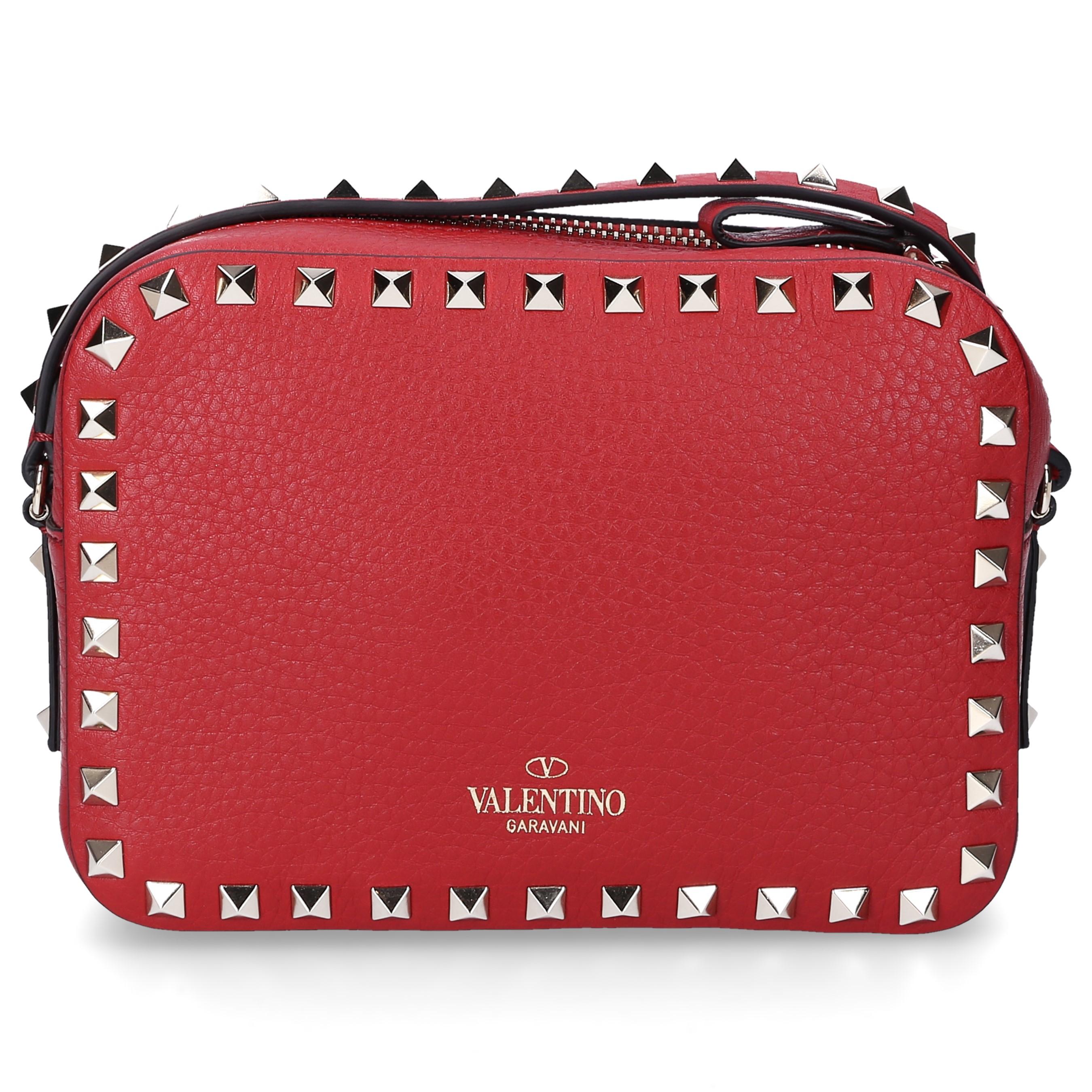 Valentino Women Crossbody Bag Rockstud Klein Kalbsleder Nietenleather Studs Logo Burgundy In Red Lyst